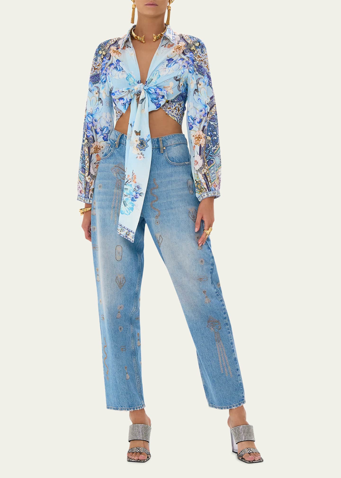 Camilla Al Manial Palace Memoirs Cropped Wrap Shirt Image 2 of 5