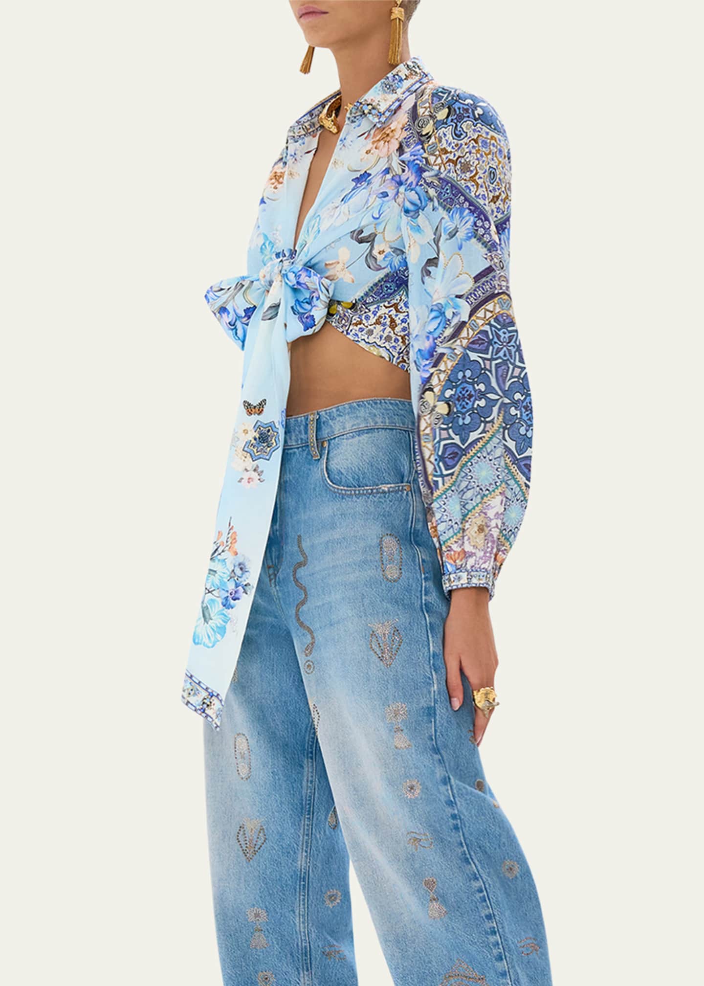 Camilla Al Manial Palace Memoirs Cropped Wrap Shirt Image 4 of 5