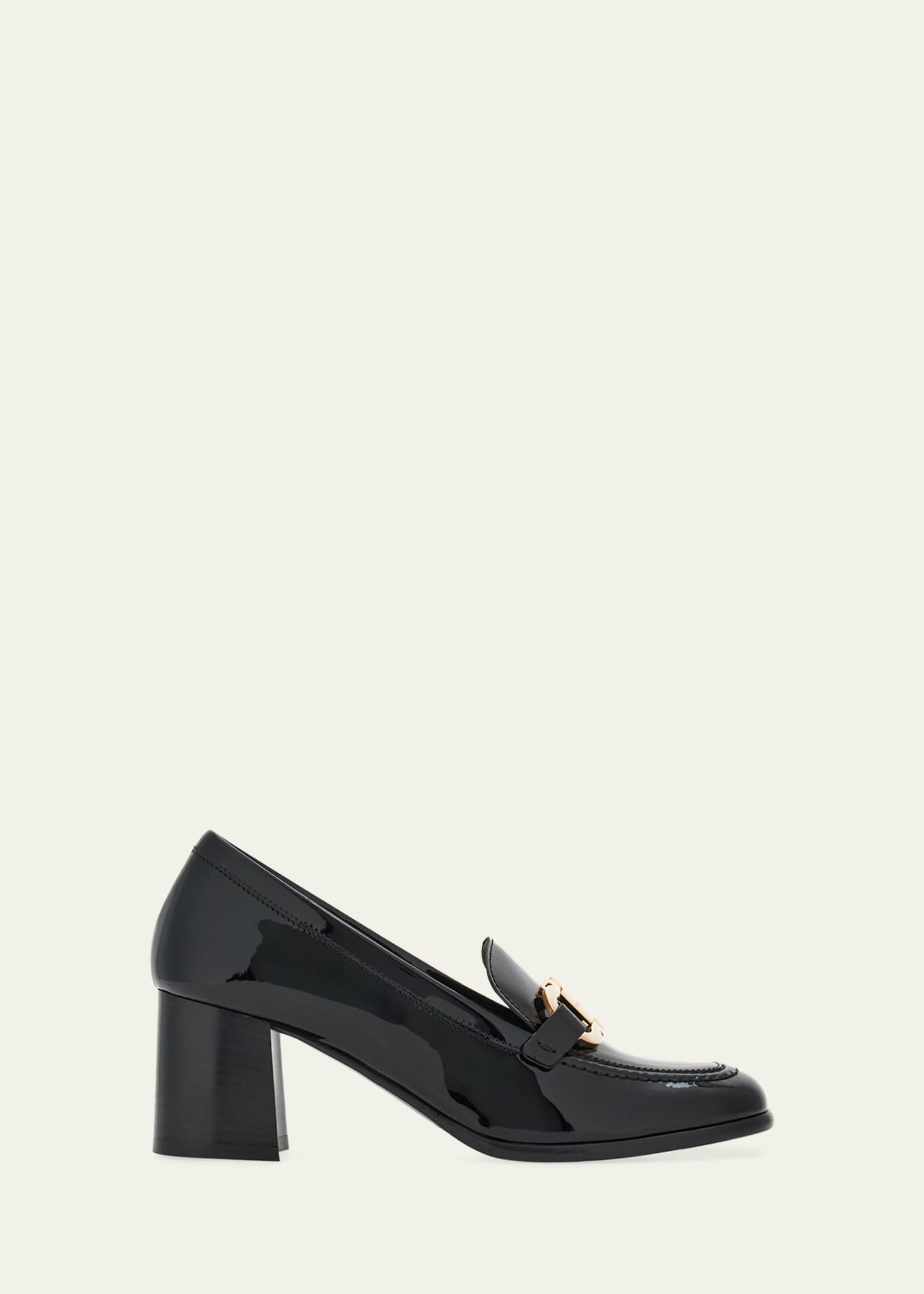 Ferragamo Marlena Gancini Bit Patent Leather Heeled Loafers Image 1 of 3
