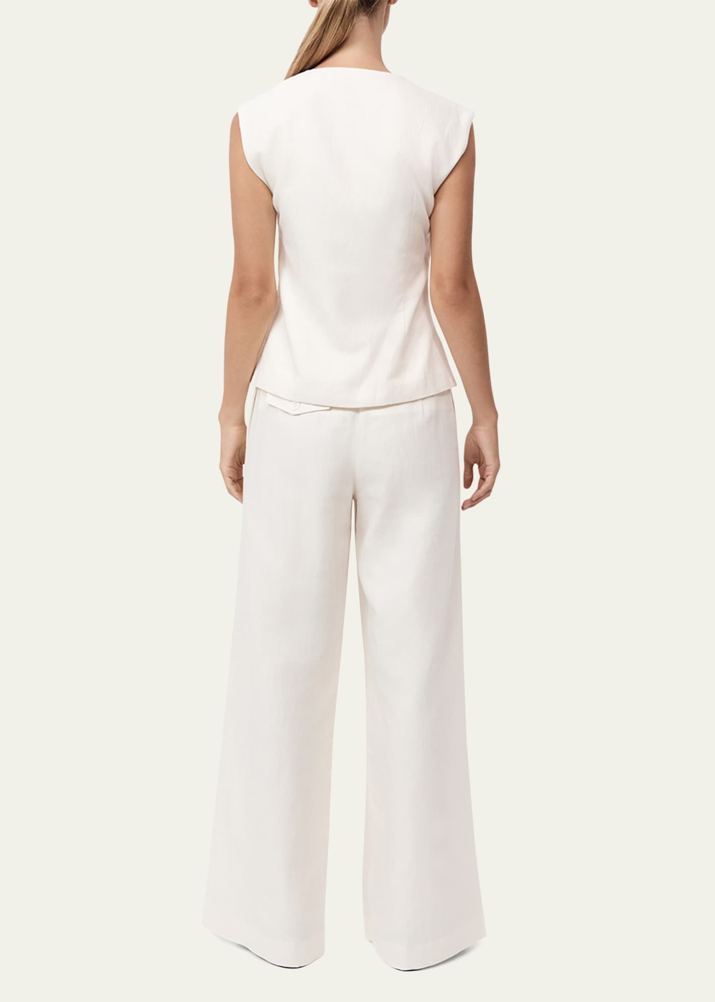 Minimal Linen-Blend Trousers - Thumbnail 3