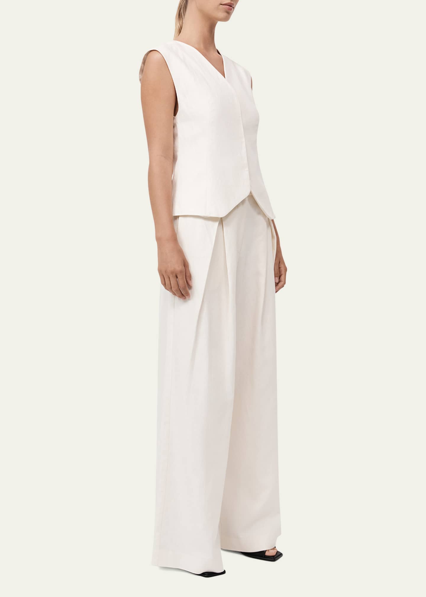 Minimal Linen-Blend Trousers - Thumbnail 4