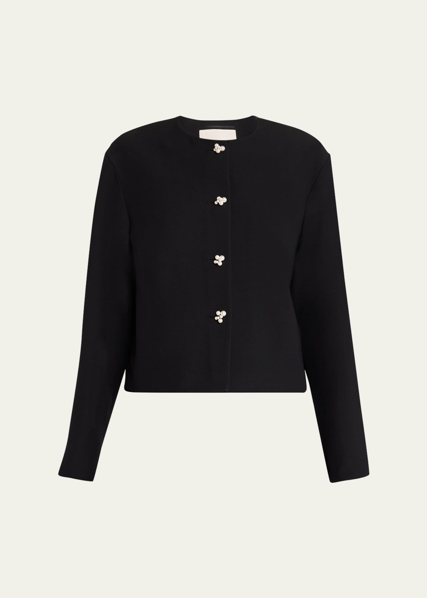 Lafayette 148 New York Pearlescent-Button Crewneck Jacket