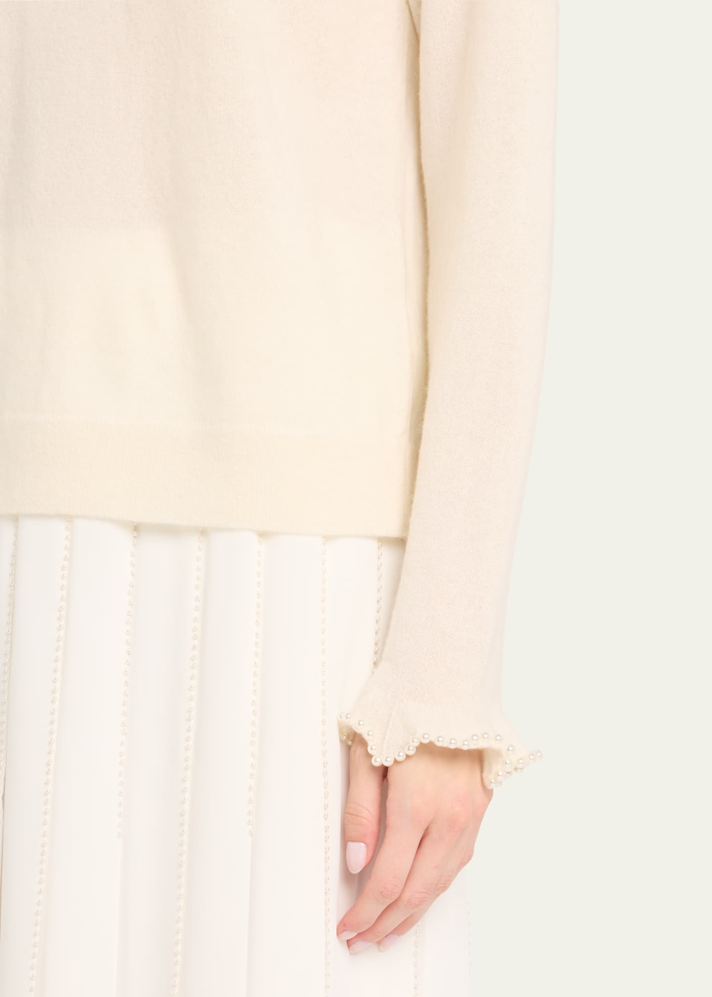 Lafayette 148 New York Bead-Trim Cashmere Sweater Image 5 of 5
