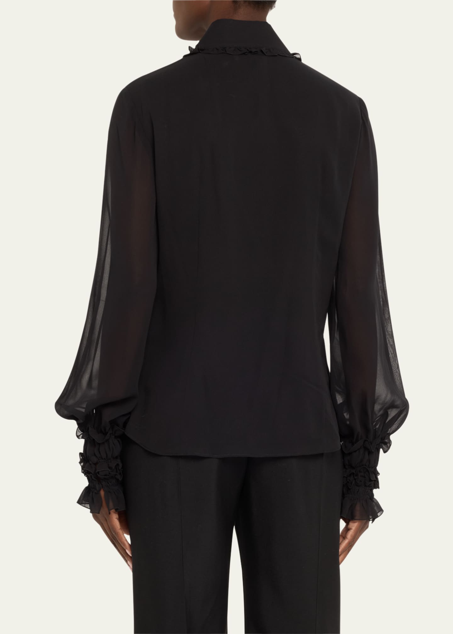 Lafayette 148 New York Ruffle-Trim Silk Blouse Image 3 of 5
