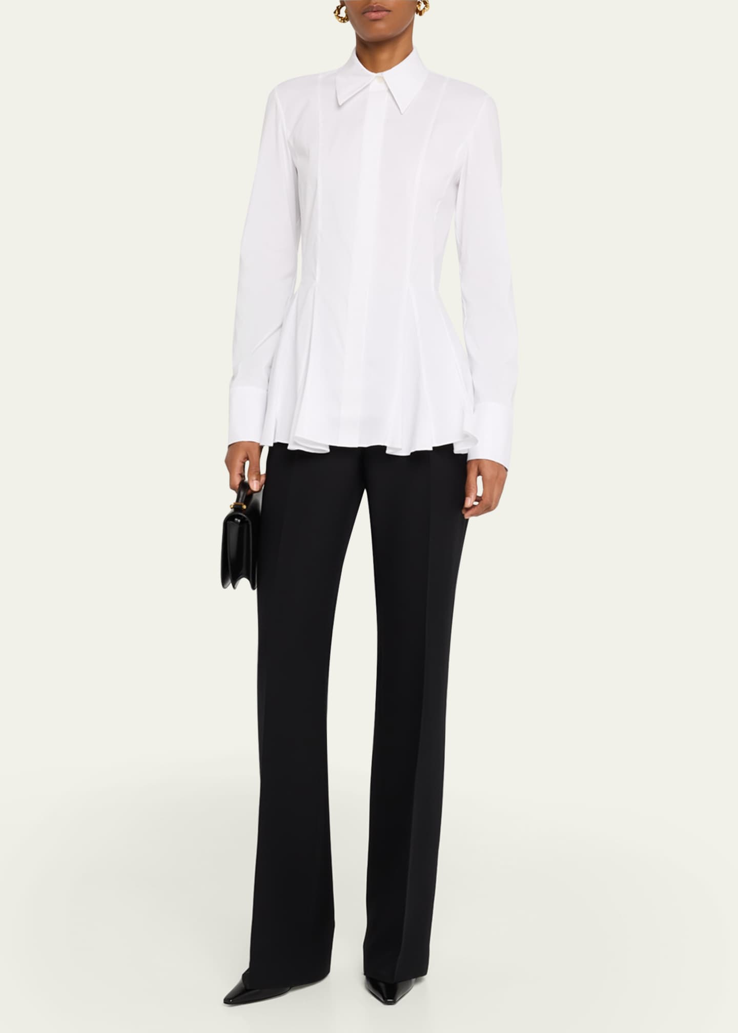 Lafayette 148 New York Button-Down Godet Peplum Shirt Image 2 of 5