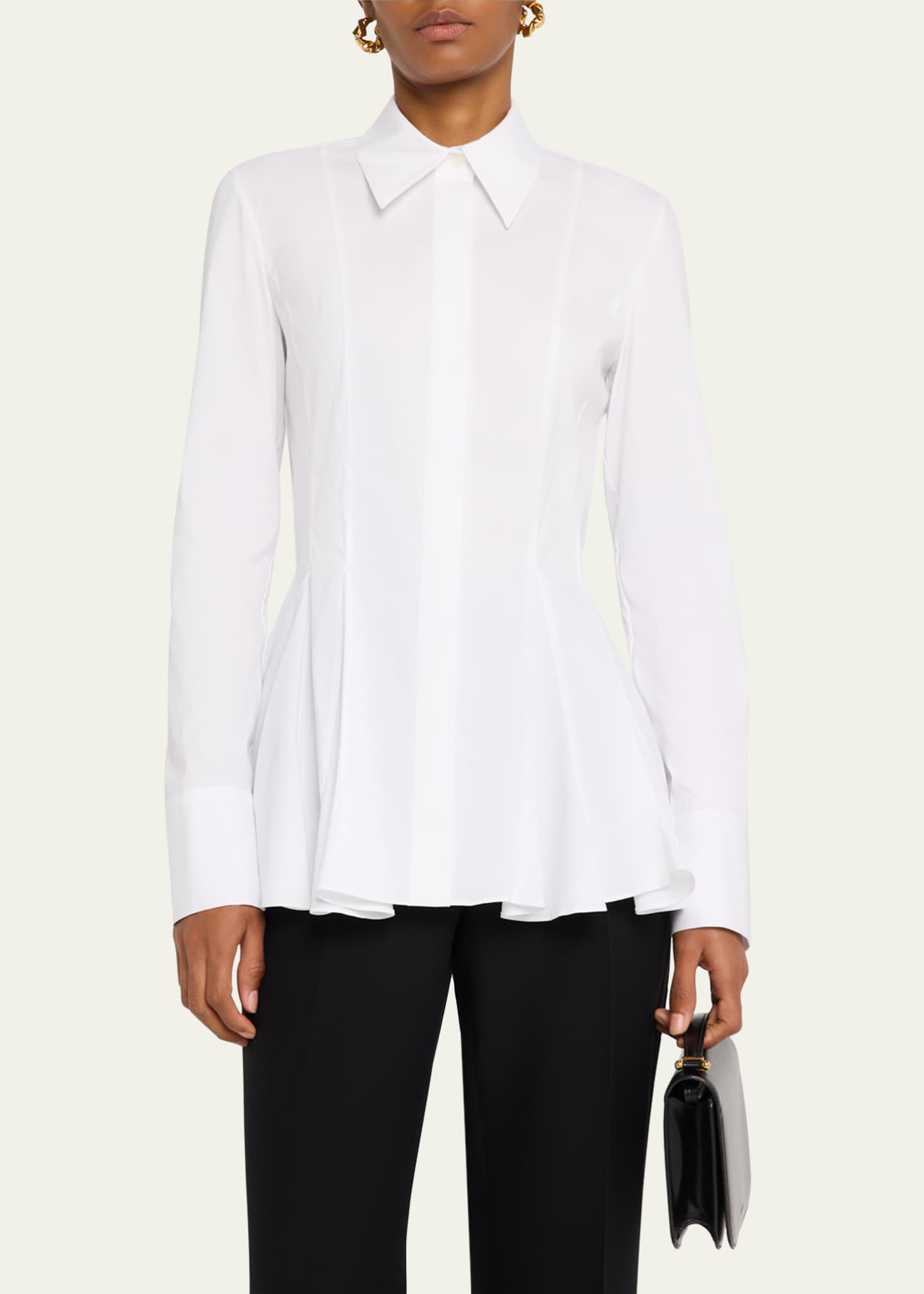 Lafayette 148 New York Button-Down Godet Peplum Shirt Image 4 of 5