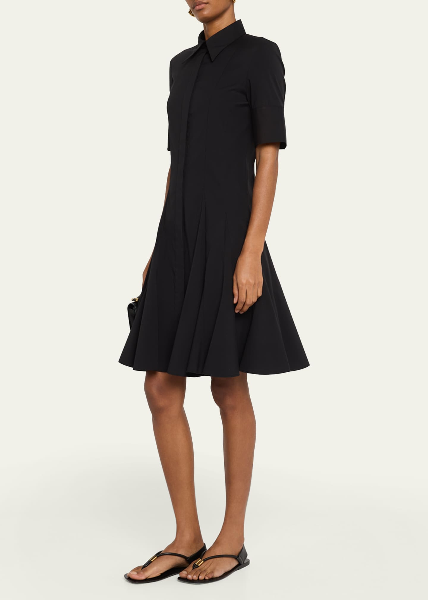 Lafayette 148 New York Elbow-Sleeve Godet Shirtdress Image 2 of 5