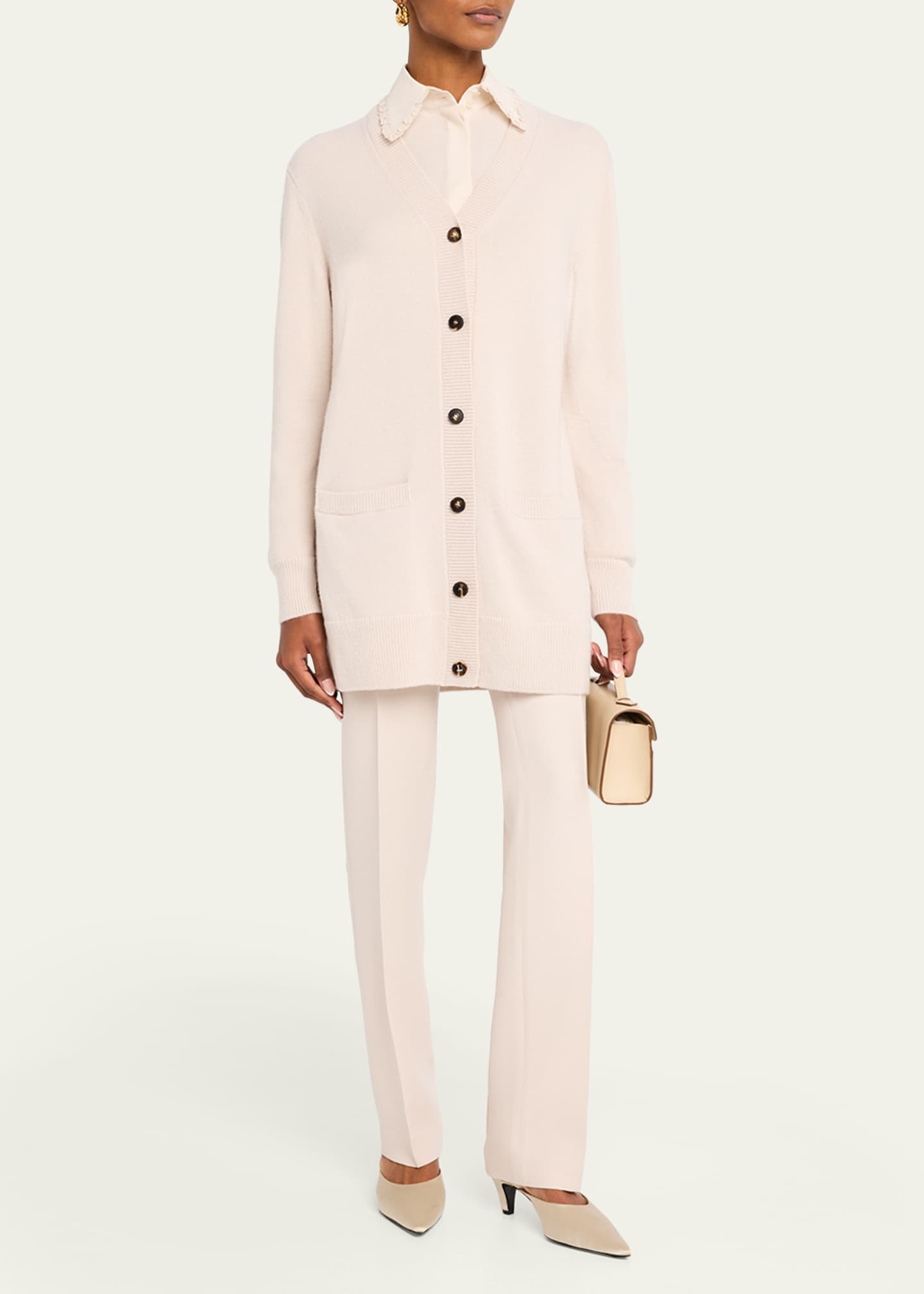 Lafayette 148 New York Button-Down Wool-Cashmere Cardigan Image 2 of 5