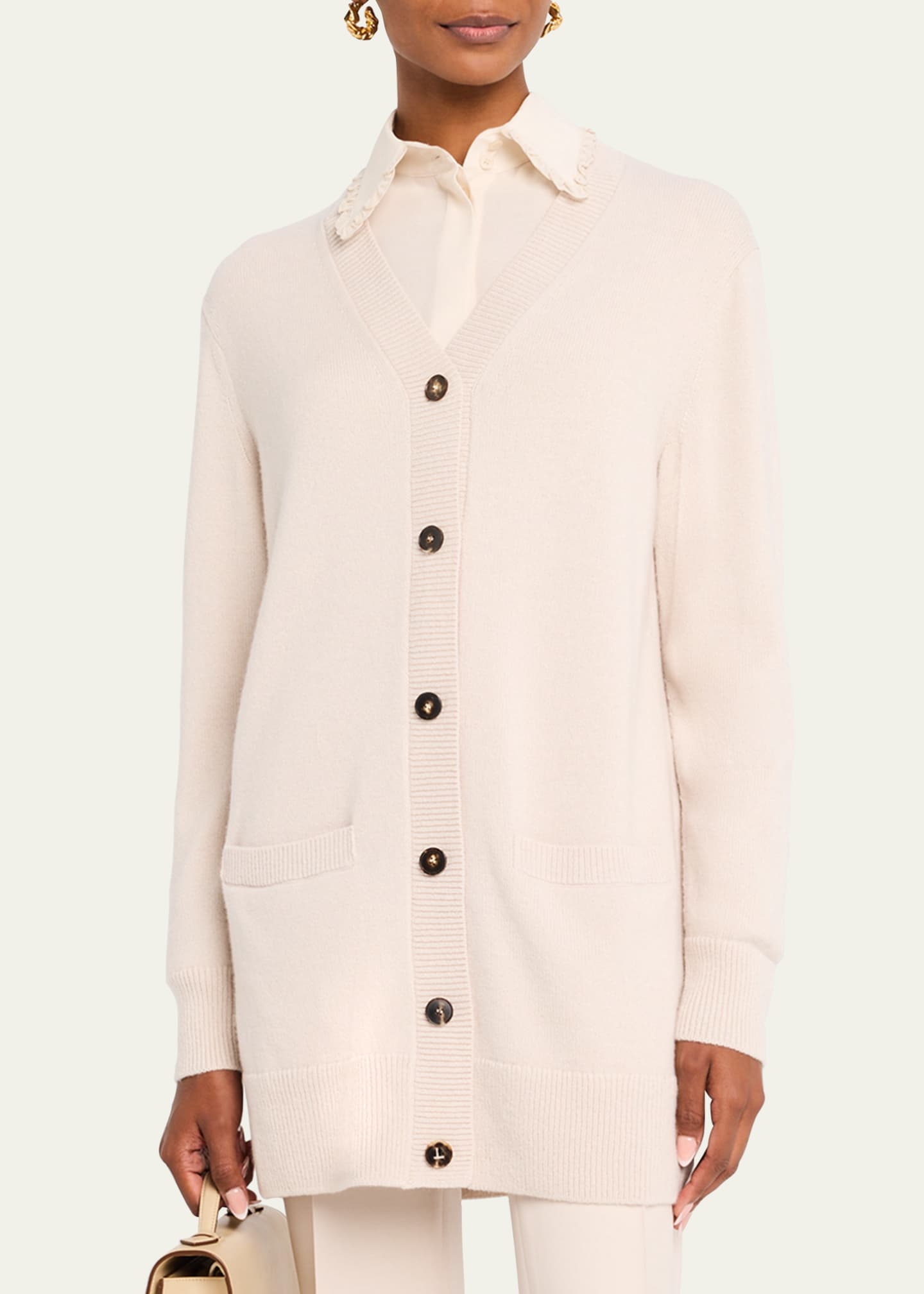 Lafayette 148 New York Button-Down Wool-Cashmere Cardigan Image 4 of 5