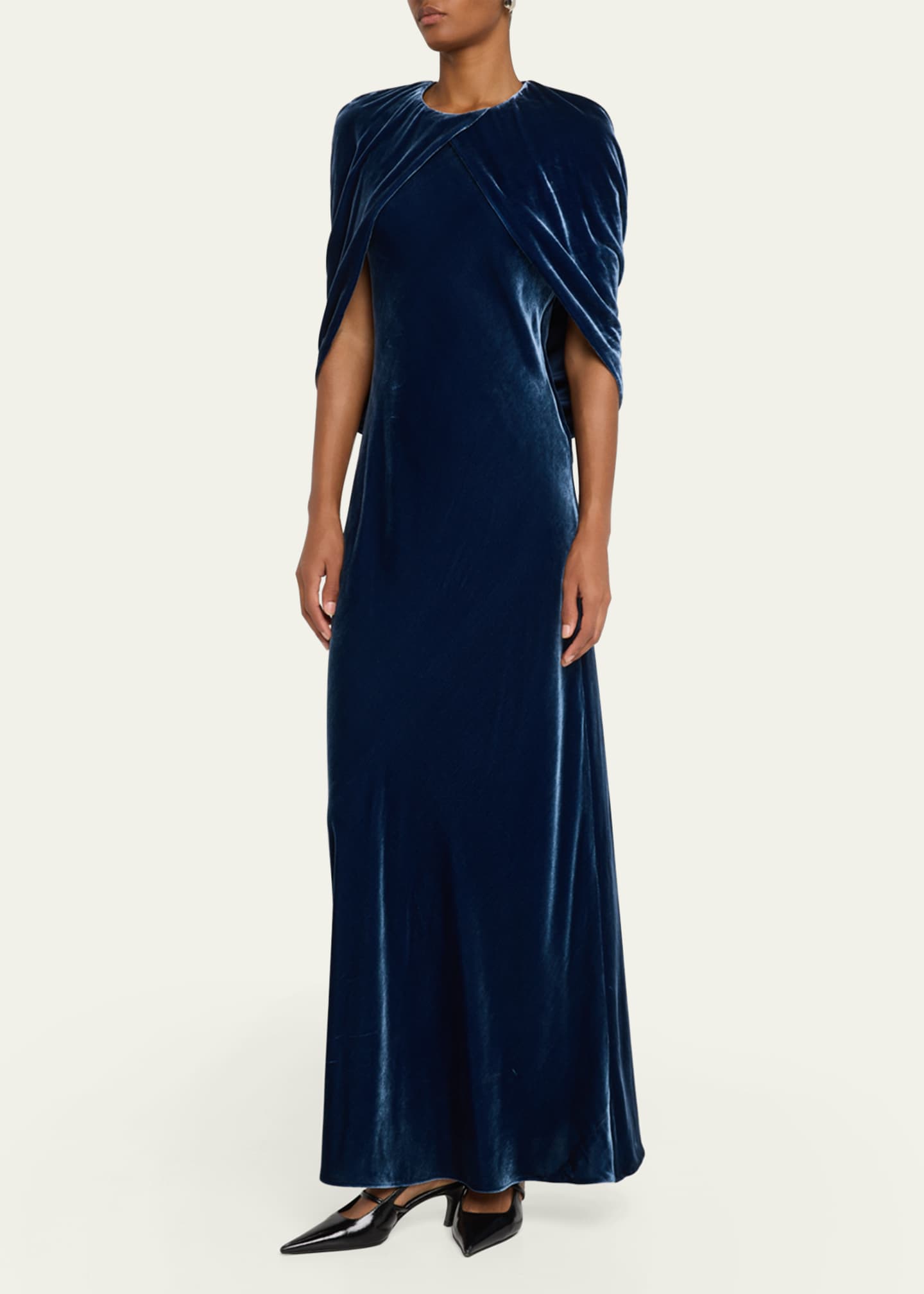 Lafayette 148 New York A-Line Velvet Shawl Gown Image 2 of 5