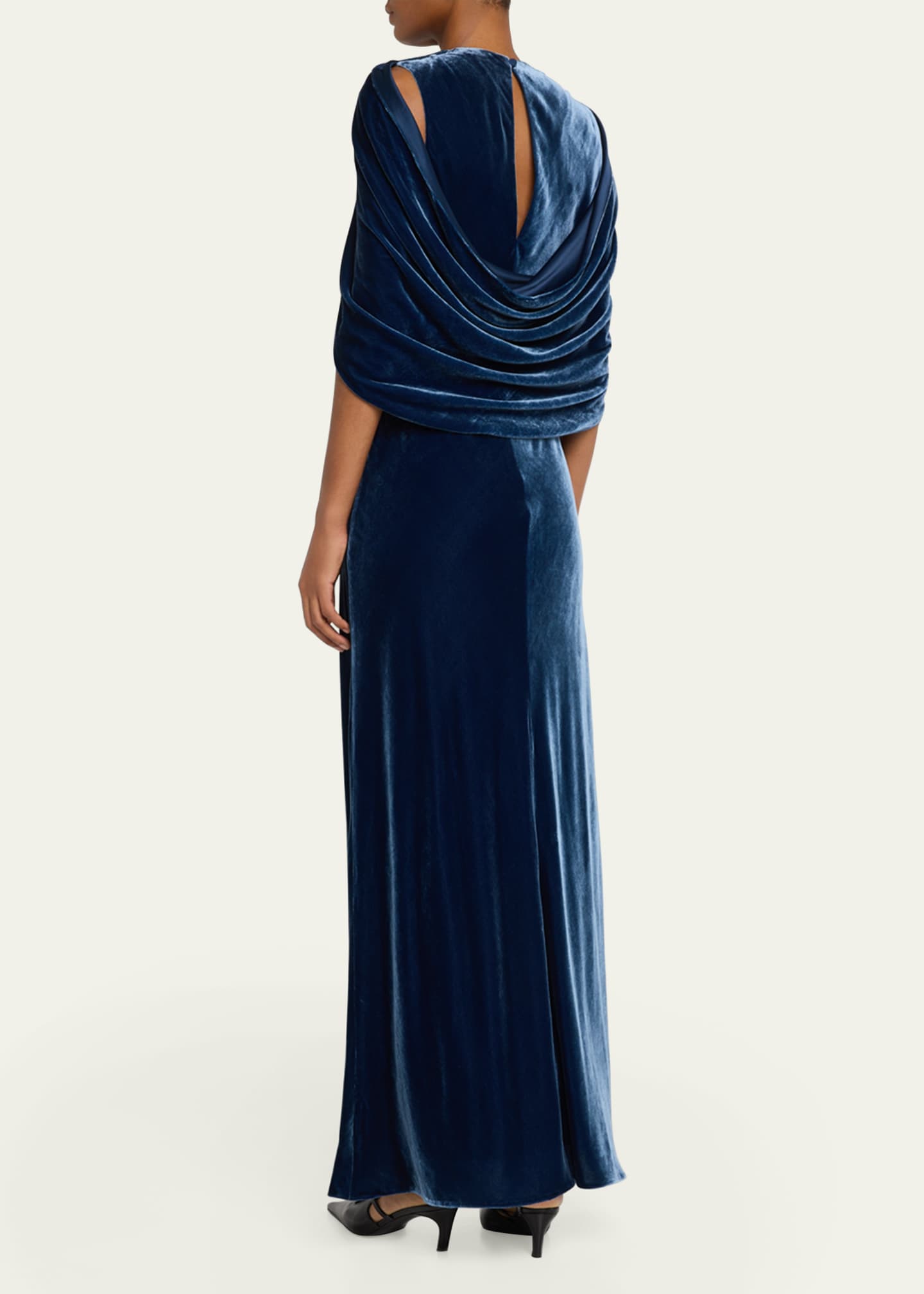Lafayette 148 New York A-Line Velvet Shawl Gown Image 3 of 5