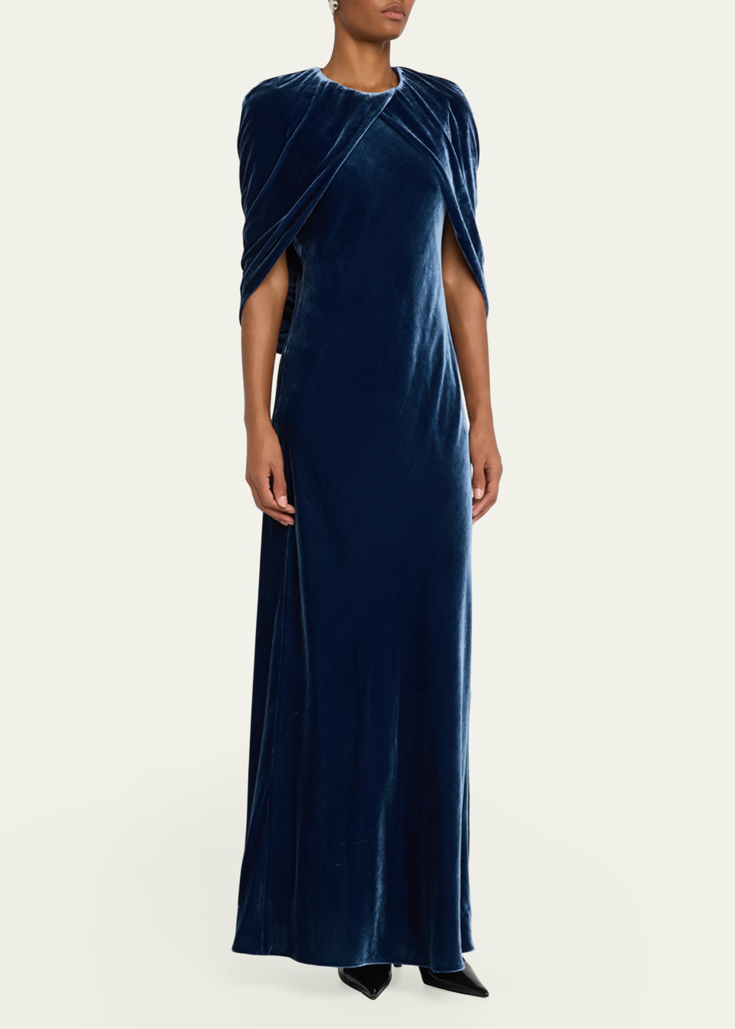 Lafayette 148 New York A-Line Velvet Shawl Gown Image 4 of 5
