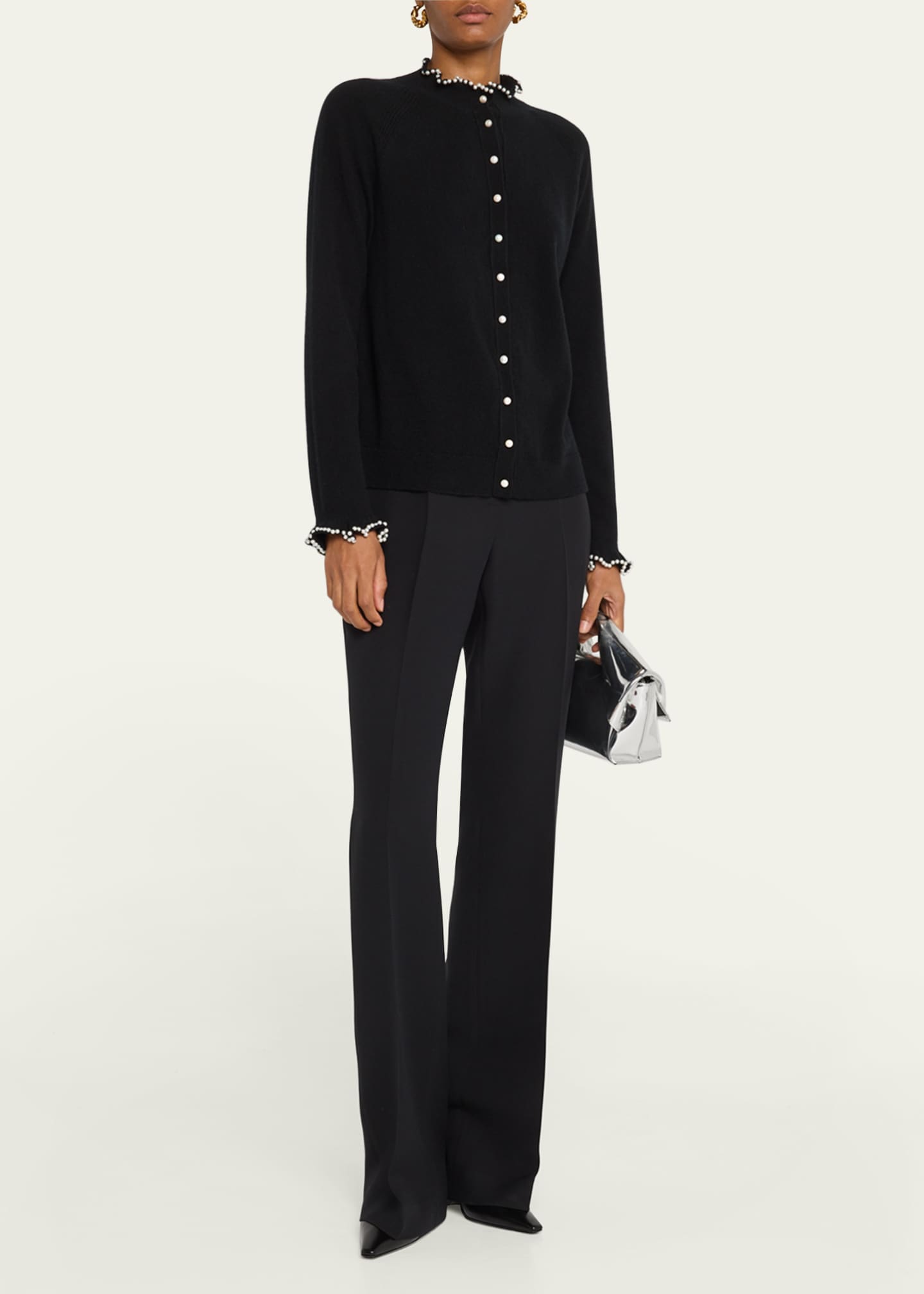 Lafayette 148 New York Pearl-Button Cashmere Cardigan Image 2 of 5