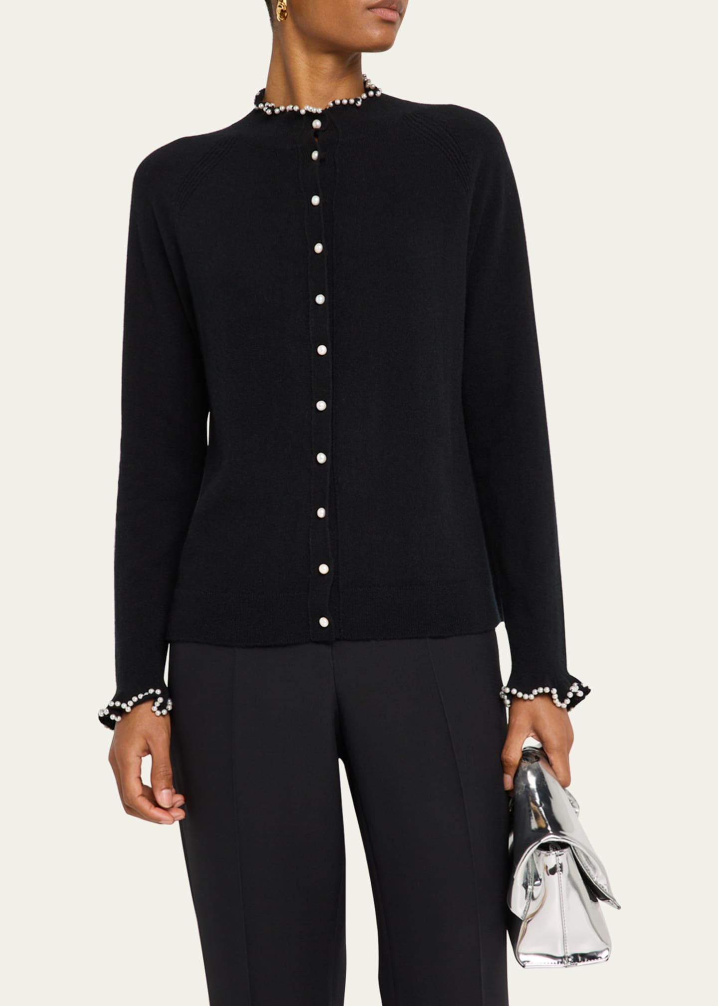Lafayette 148 New York Pearl-Button Cashmere Cardigan Image 4 of 5