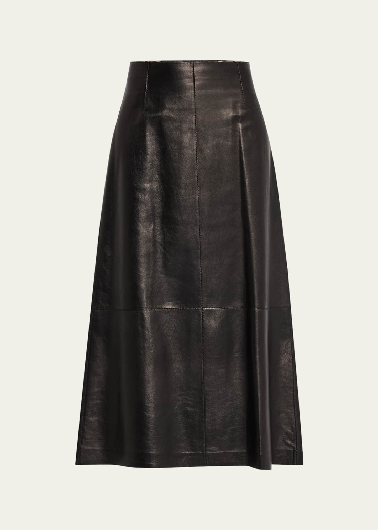 Lafayette 148 New York A-Line Leather Midi Skirt Image 1 of 5