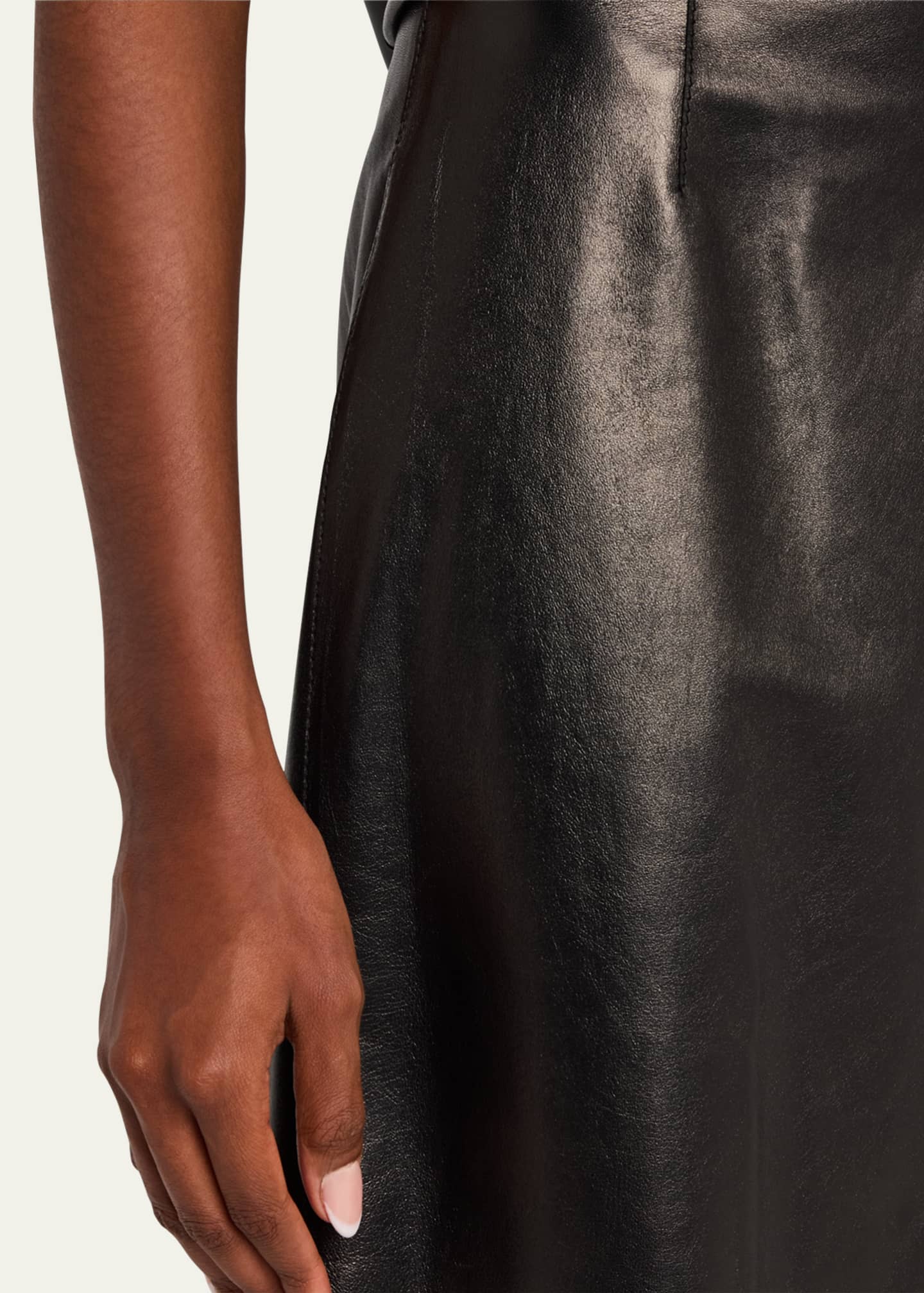Lafayette 148 New York A-Line Leather Midi Skirt Image 5 of 5