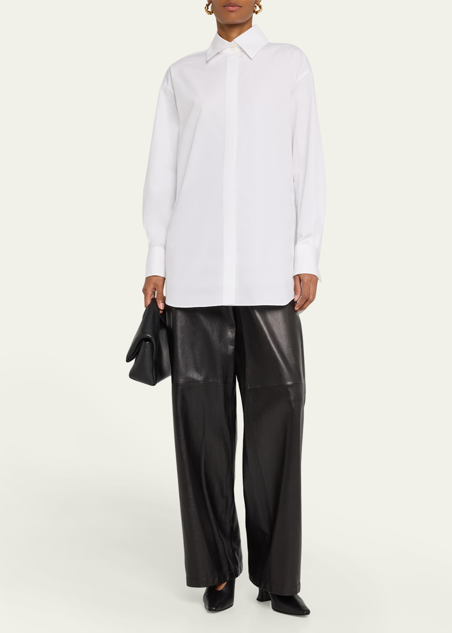 Lafayette 148 New York The Portrait Button-Down Cotton Shirt Image 2 of 5