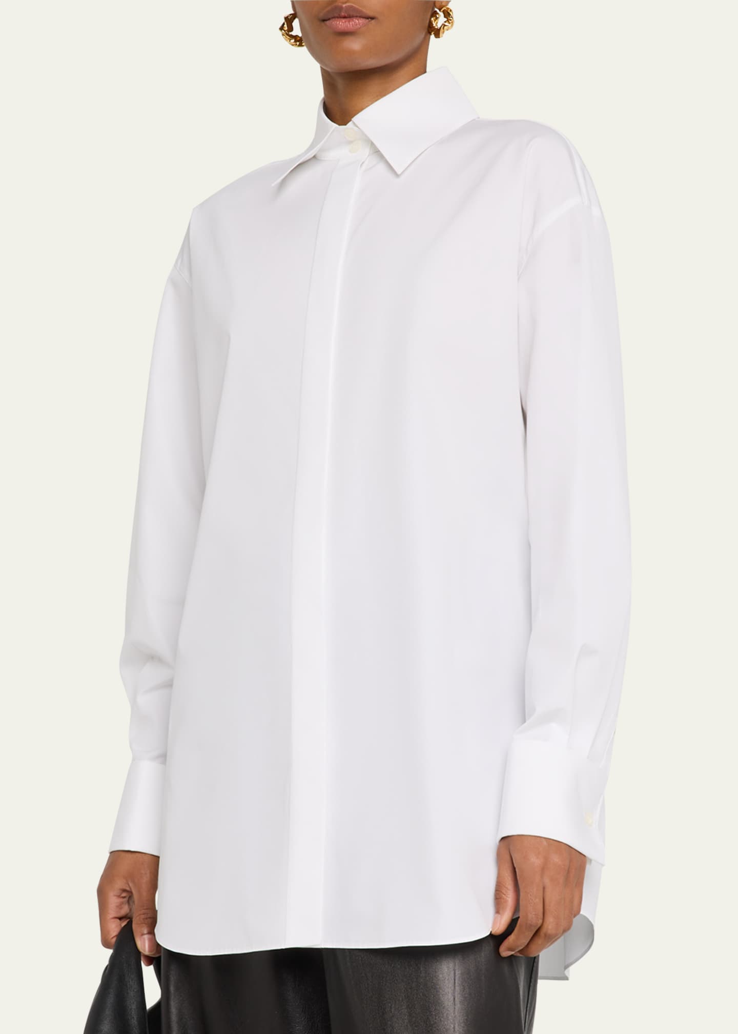 Lafayette 148 New York The Portrait Button-Down Cotton Shirt Image 4 of 5