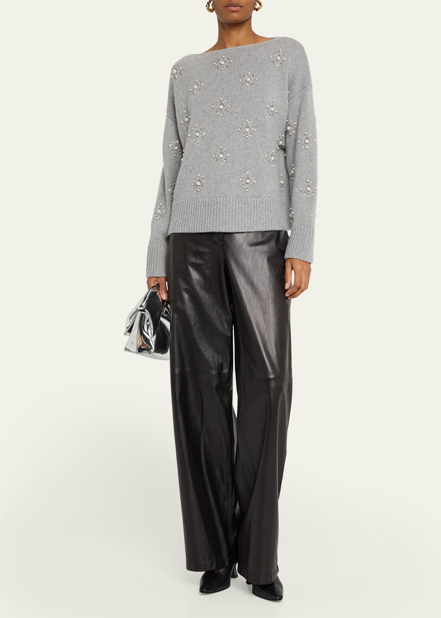 Lafayette 148 New York Beaded Bateau-Neck Sweater Image 2 of 5