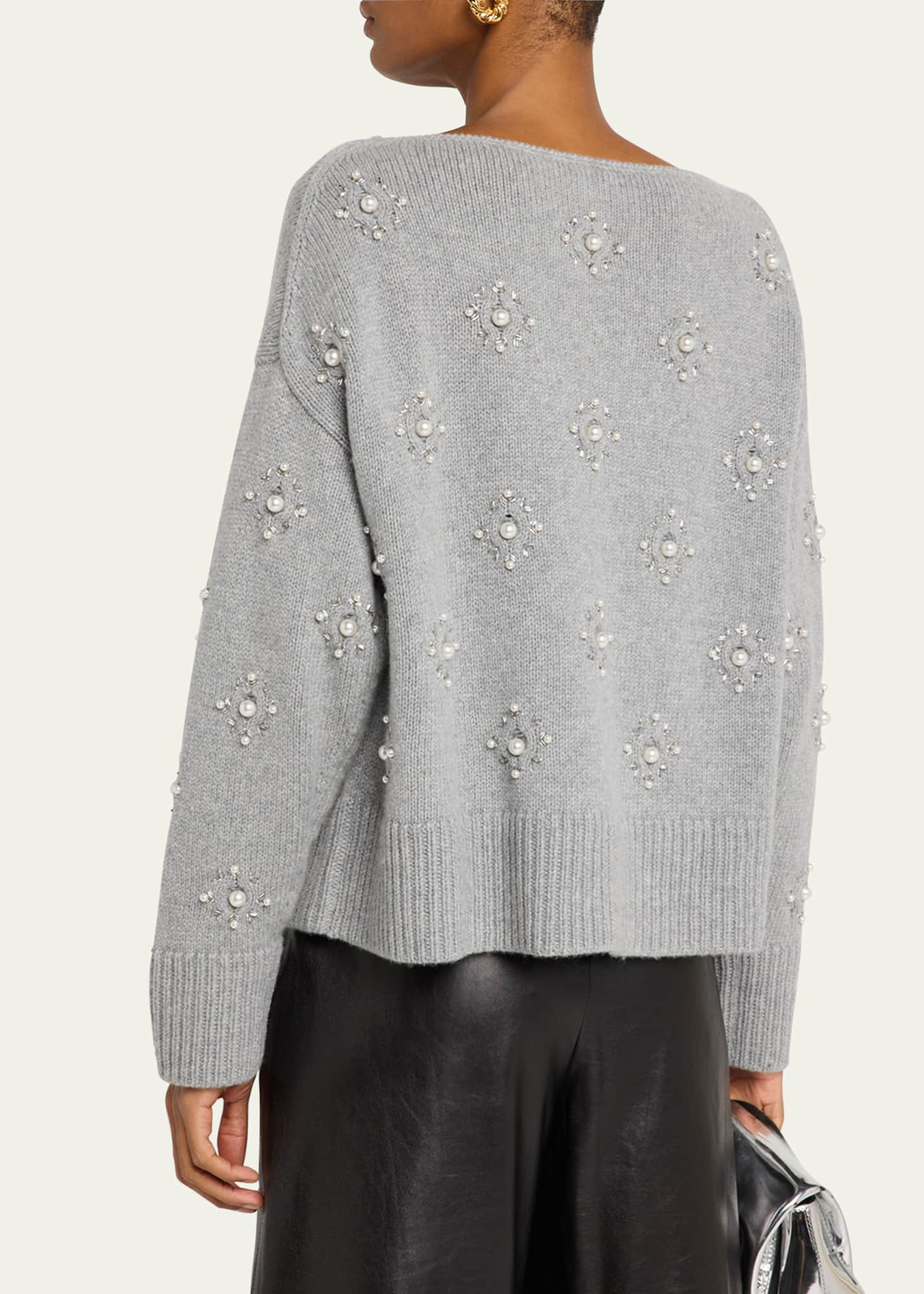 Lafayette 148 New York Beaded Bateau-Neck Sweater Image 3 of 5