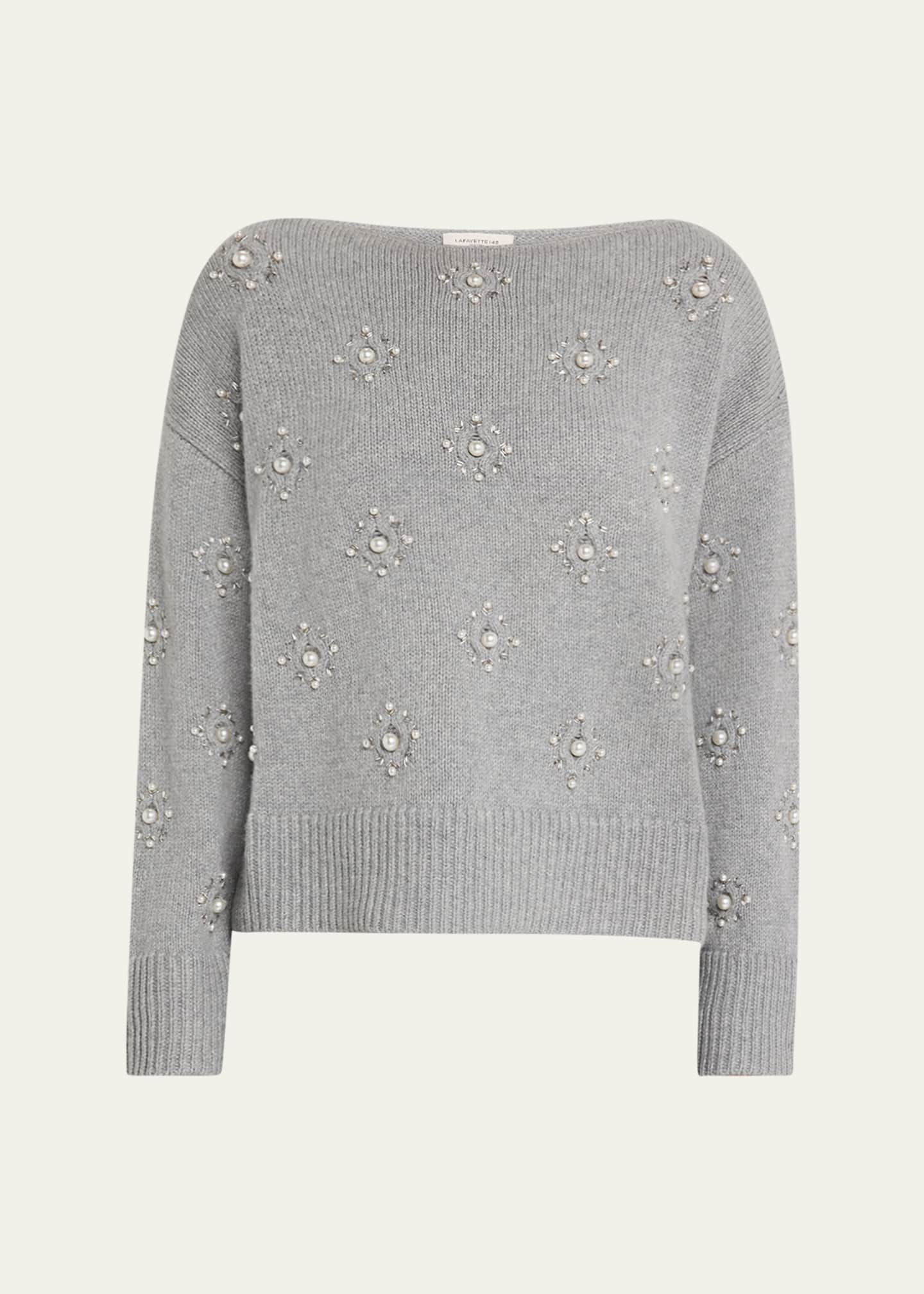 Lafayette 148 New York Beaded Bateau-Neck Sweater Image 1 of 5