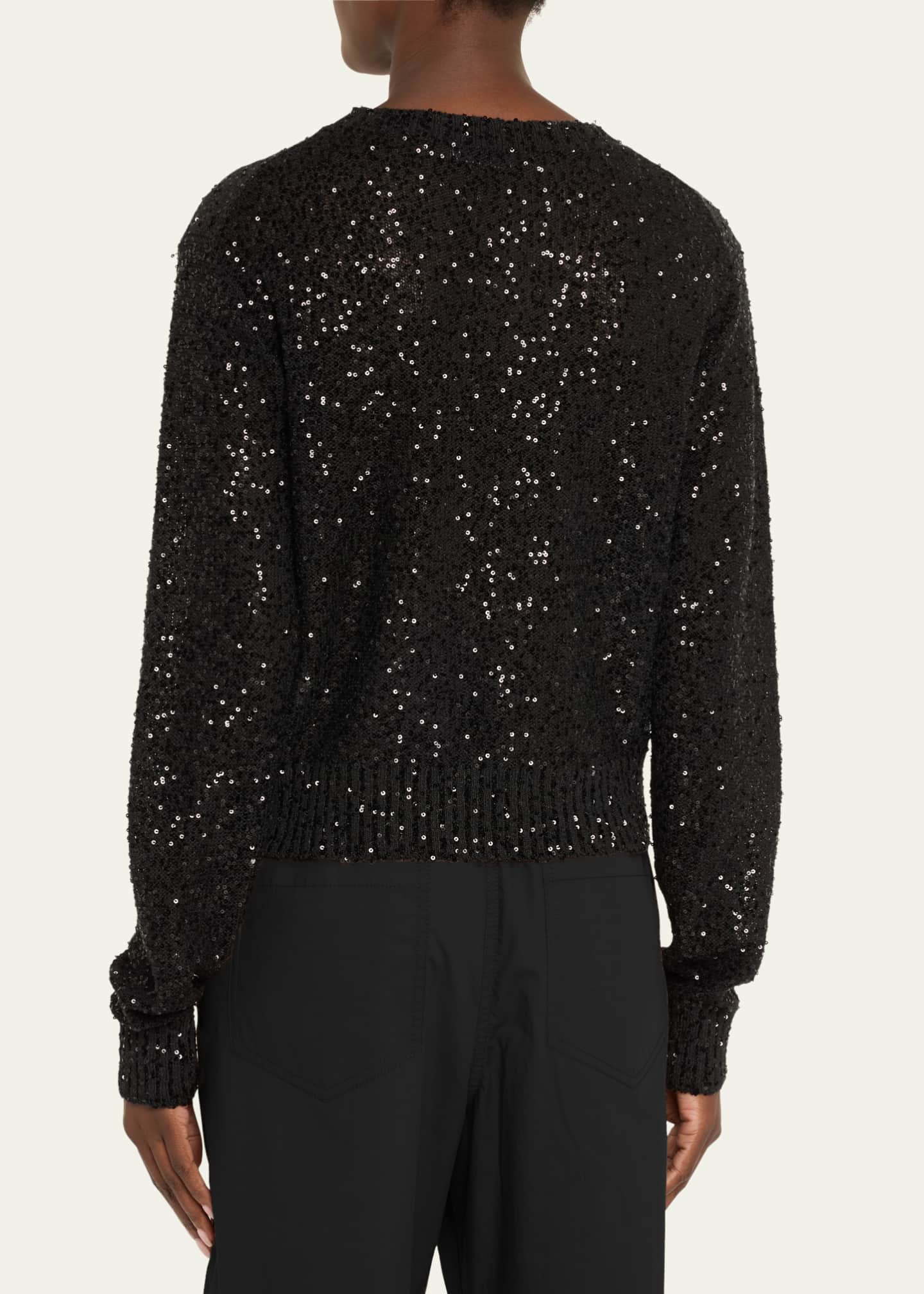 Brunello Cucinelli Paillette Linen-Cashmere Crewneck Sweater Image 3 of 5