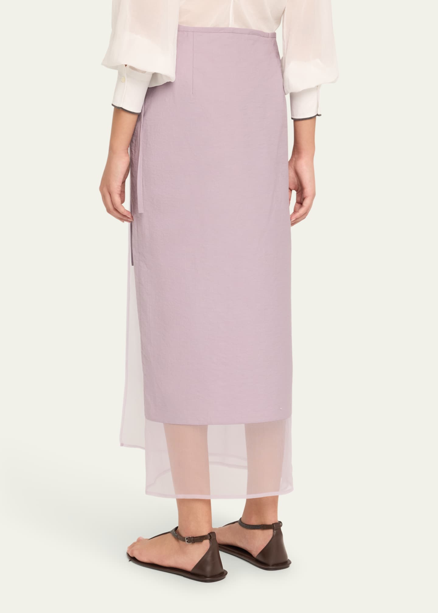 Brunello Cucinelli Crispy Cotton Midi Sarong Skirt Image 3 of 5