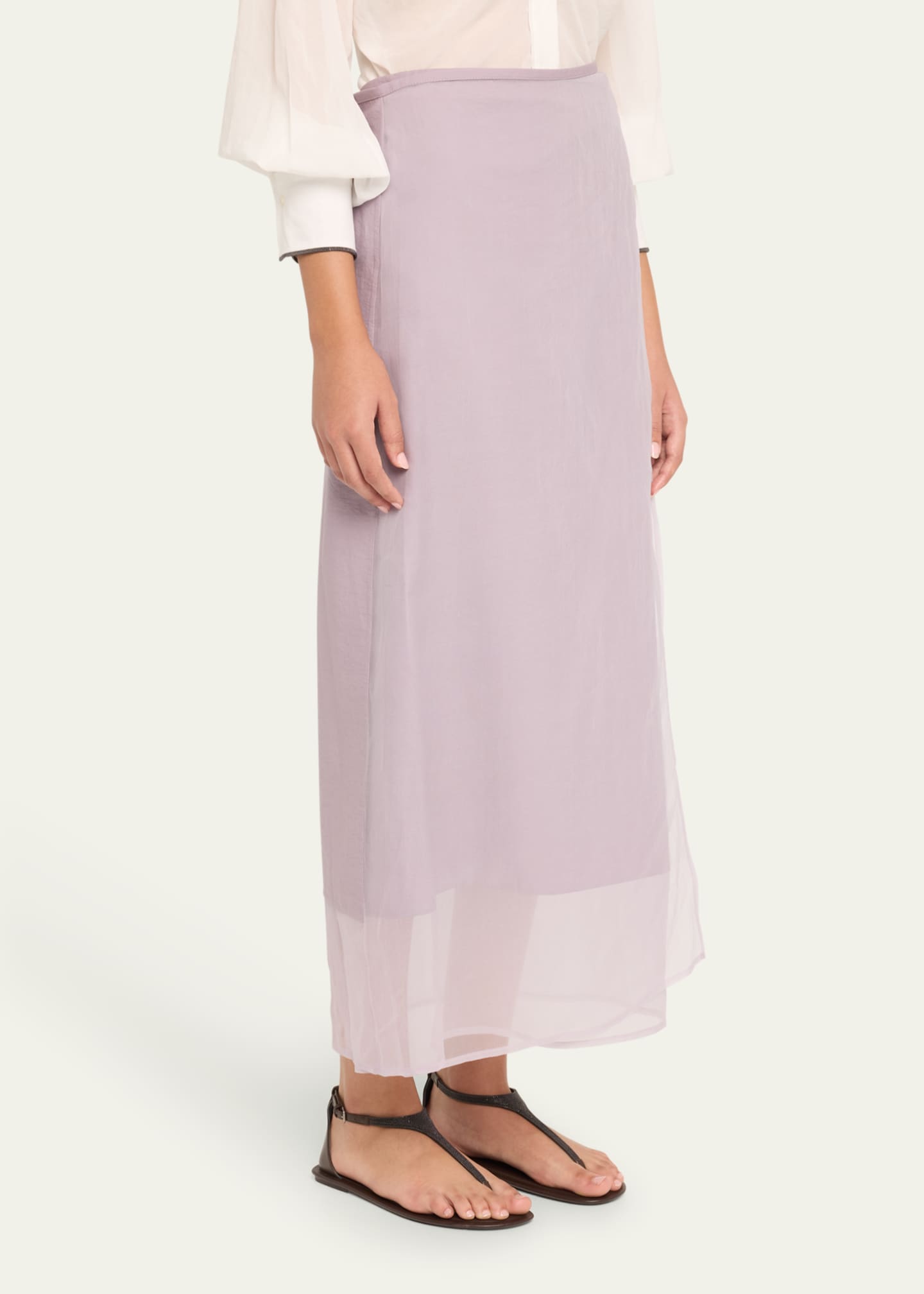 Brunello Cucinelli Crispy Cotton Midi Sarong Skirt Image 4 of 5
