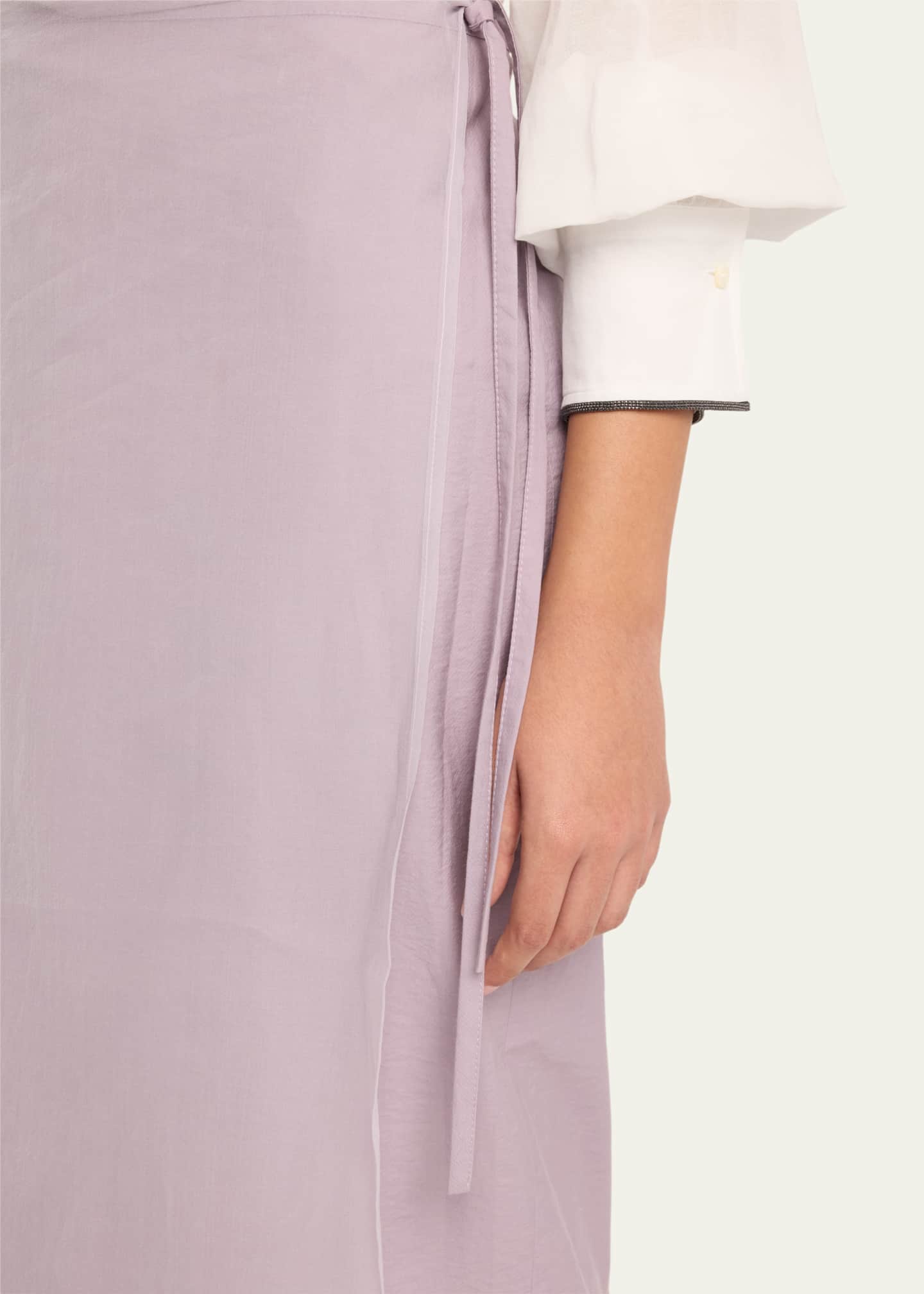 Brunello Cucinelli Crispy Cotton Midi Sarong Skirt Image 5 of 5