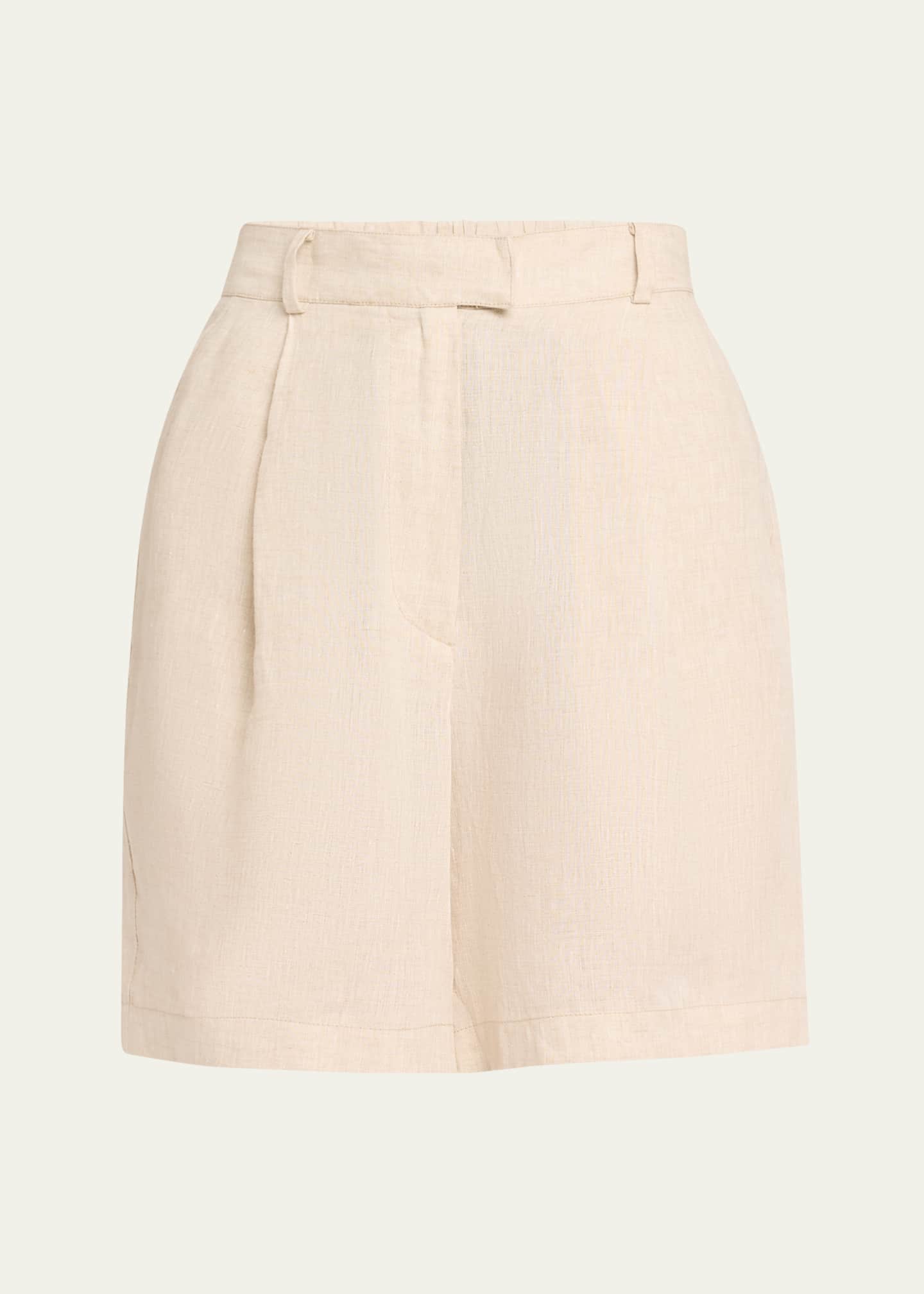 Brunello Cucinelli Pleated Linen Baggy Shorts Image 1 of 5