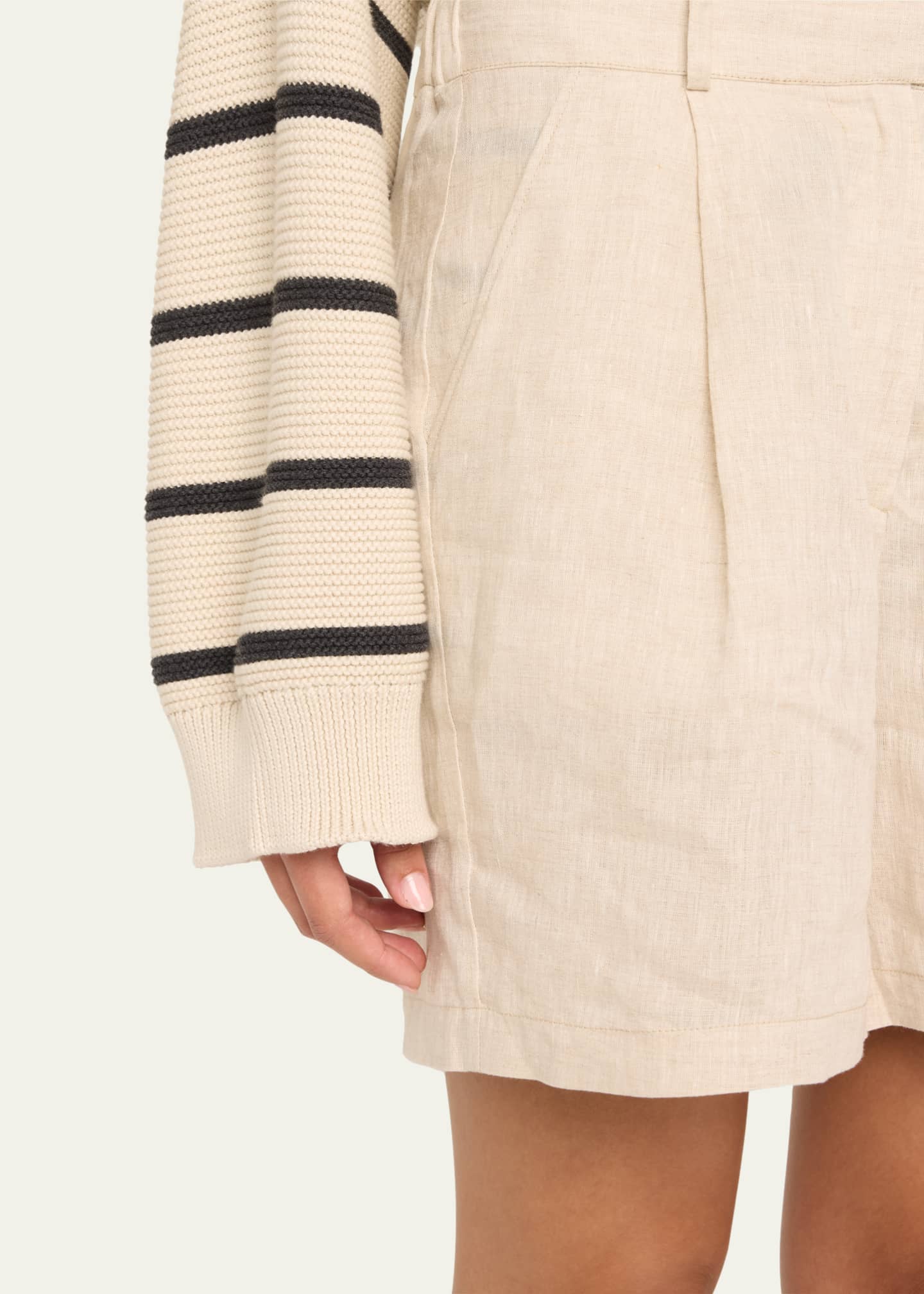 Brunello Cucinelli Pleated Linen Baggy Shorts Image 5 of 5