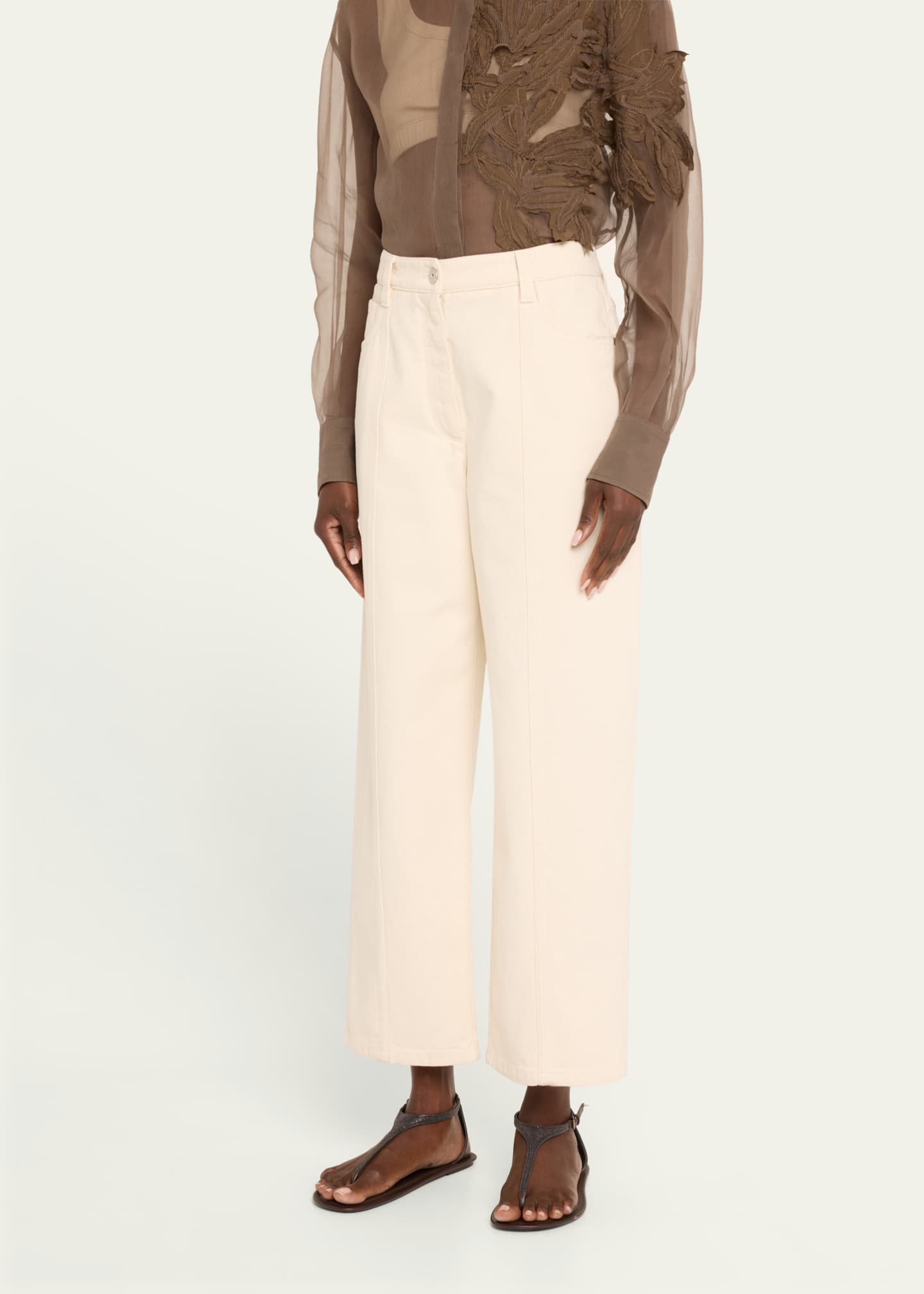 Brunello Cucinelli Cropped Square Denim Pants - Bergdorf Goodman