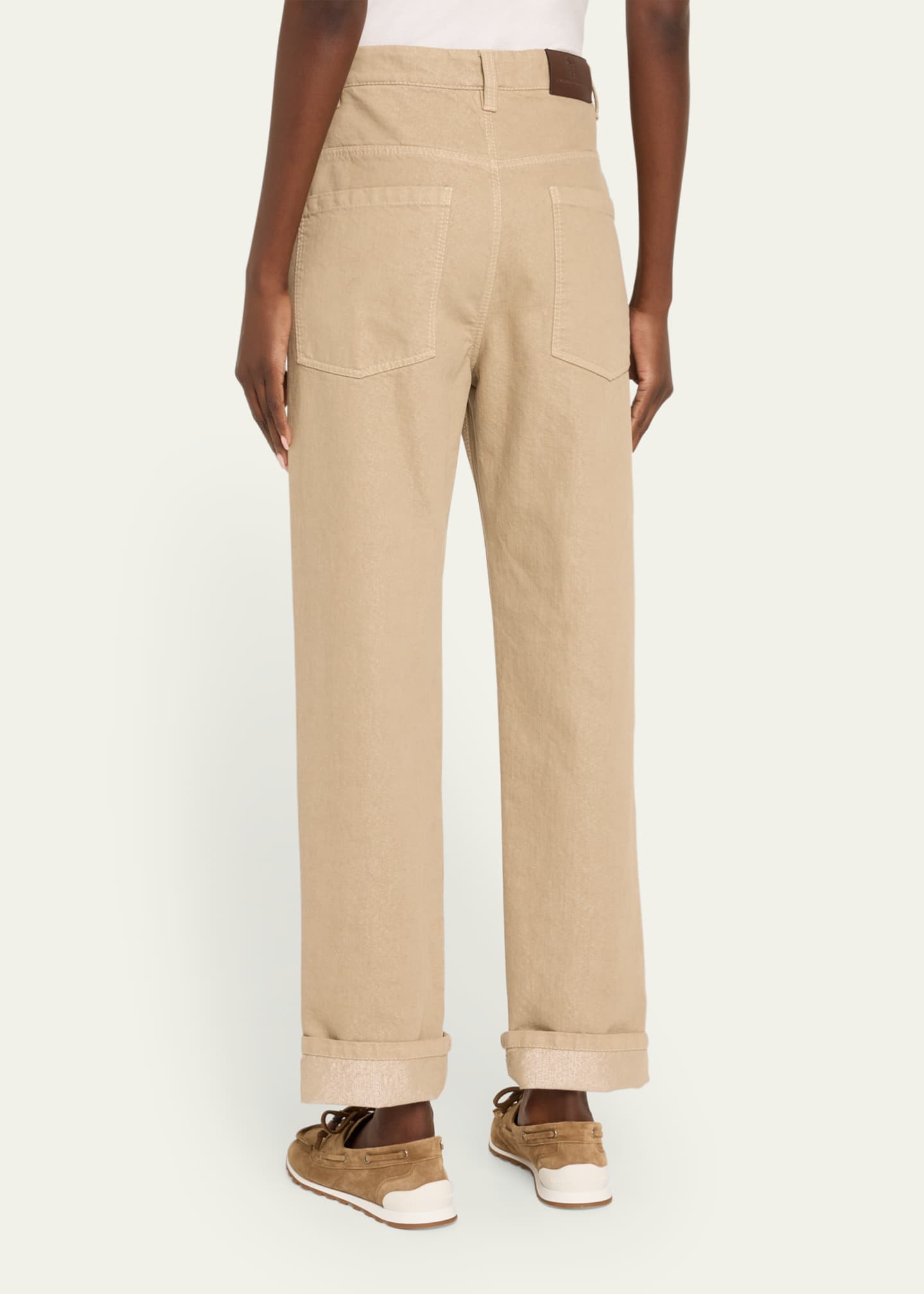 Brunello Cucinelli Lurex Cuffed Hem Denim Pants Image 3 of 5
