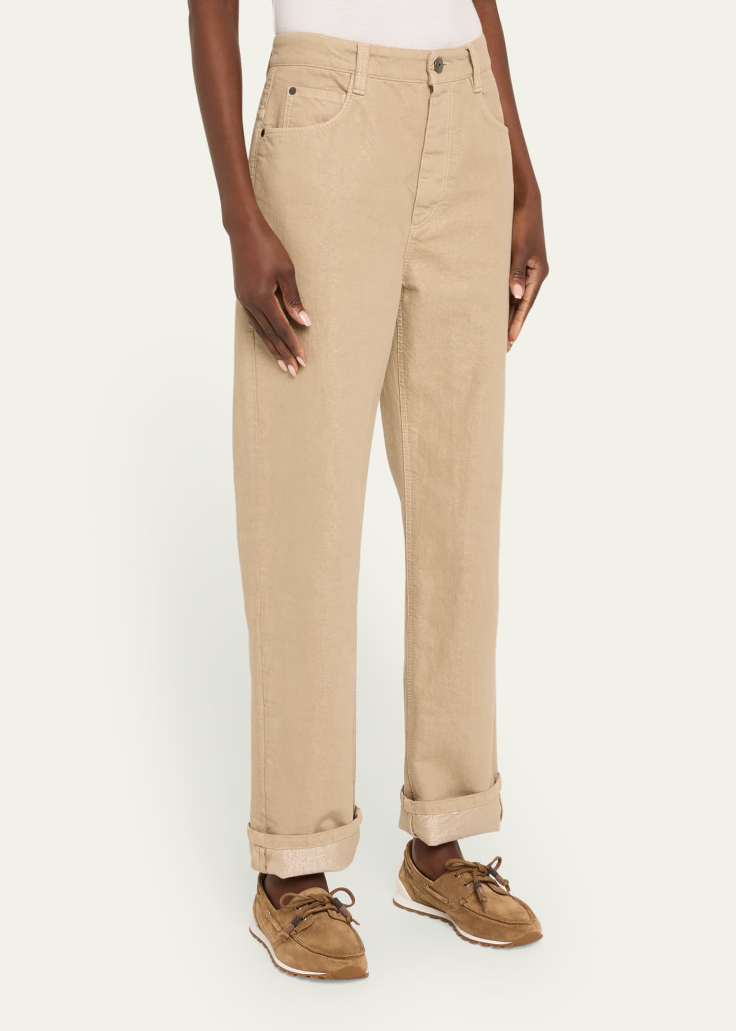 Brunello Cucinelli Lurex Cuffed Hem Denim Pants Image 4 of 5