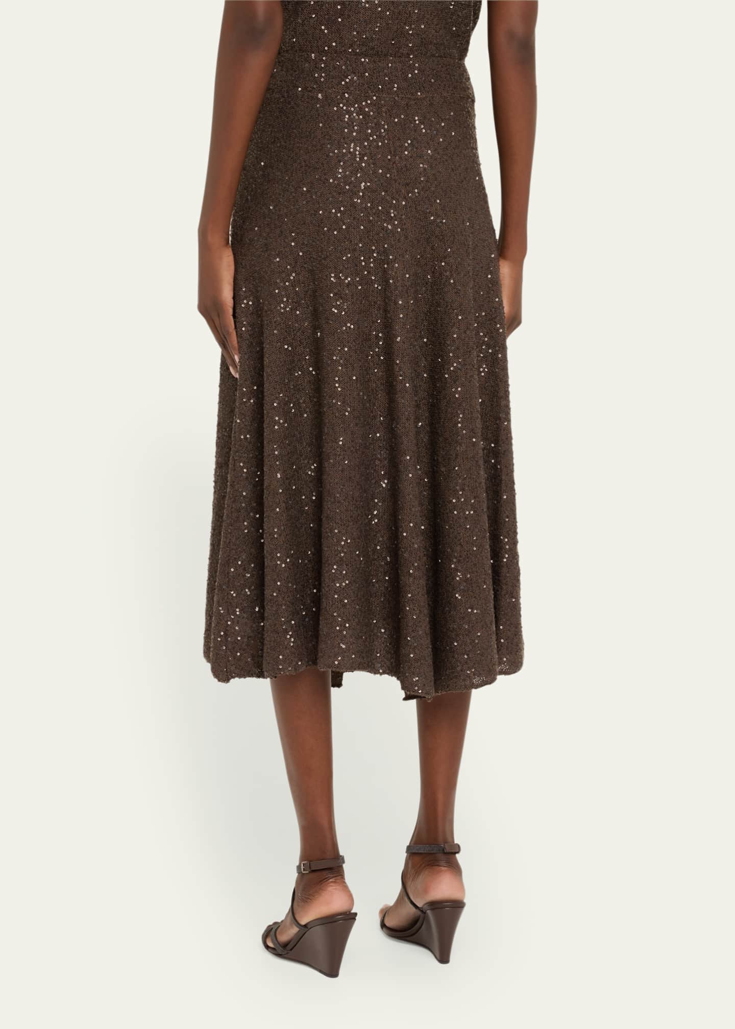 Brunello Cucinelli Sequined Cashmere Midi Skirt Image 3 of 5