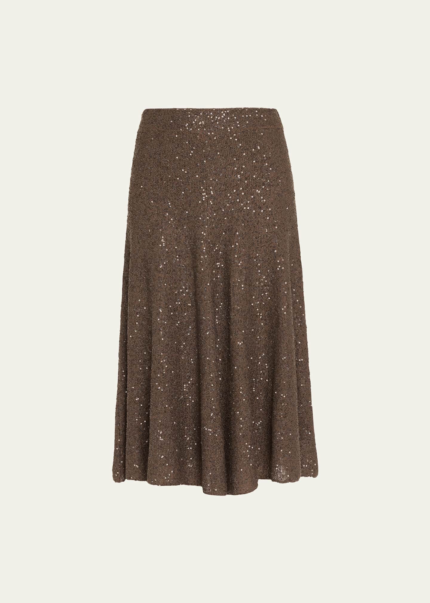 Brunello Cucinelli Sequined Cashmere Midi Skirt Image 1 of 5