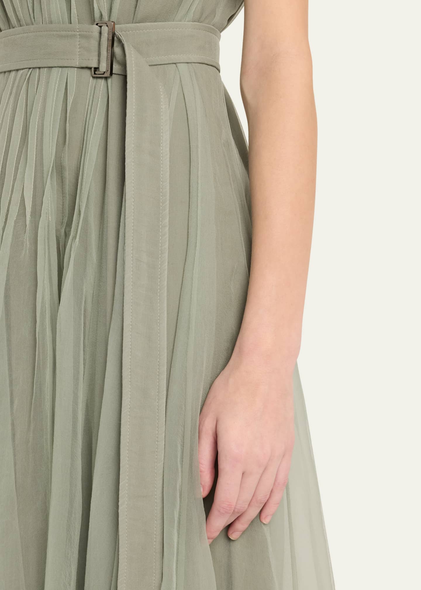 Brunello Cucinelli Crispy Silk Organza Belted Volume Dress Image 5 of 5