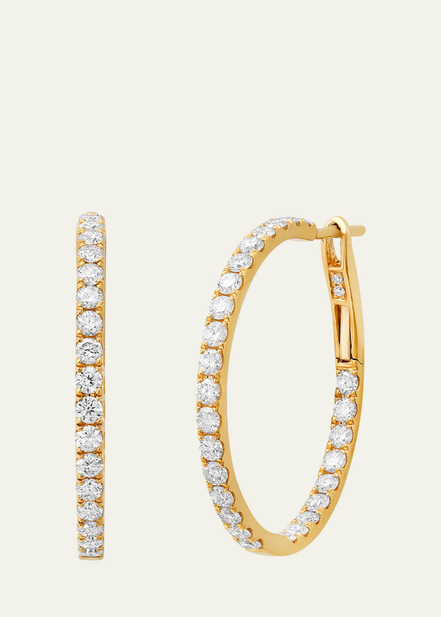 Shylee Rose Jewelry 18K Yellow Gold Diamond Hoop Earrings, 1"Dia.