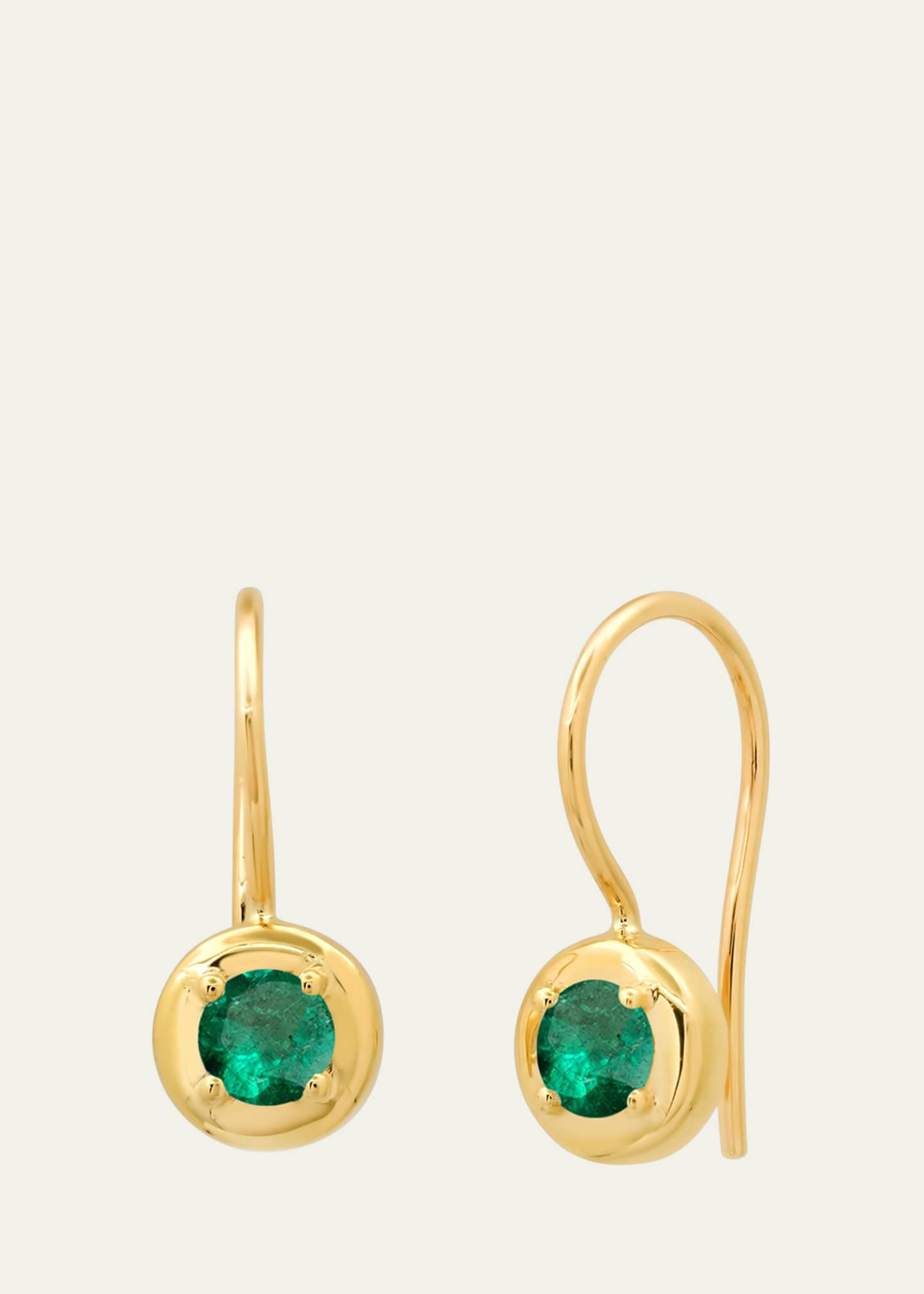 Shylee Rose Jewelry 14K Yellow Gold Round Emerald Cloud Drop Earrings