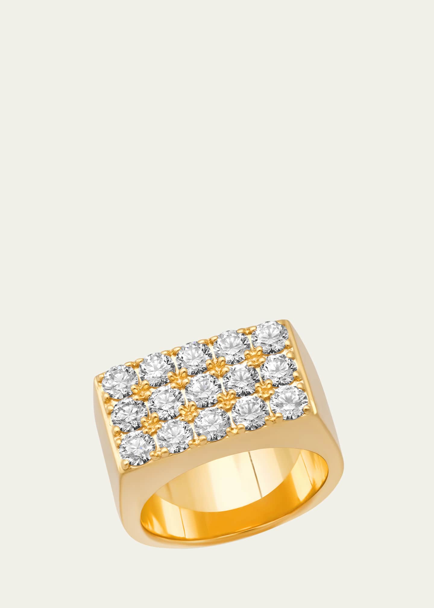 Shylee Rose Jewelry 14K Gold 3-Row Diamond Rectangle Ring