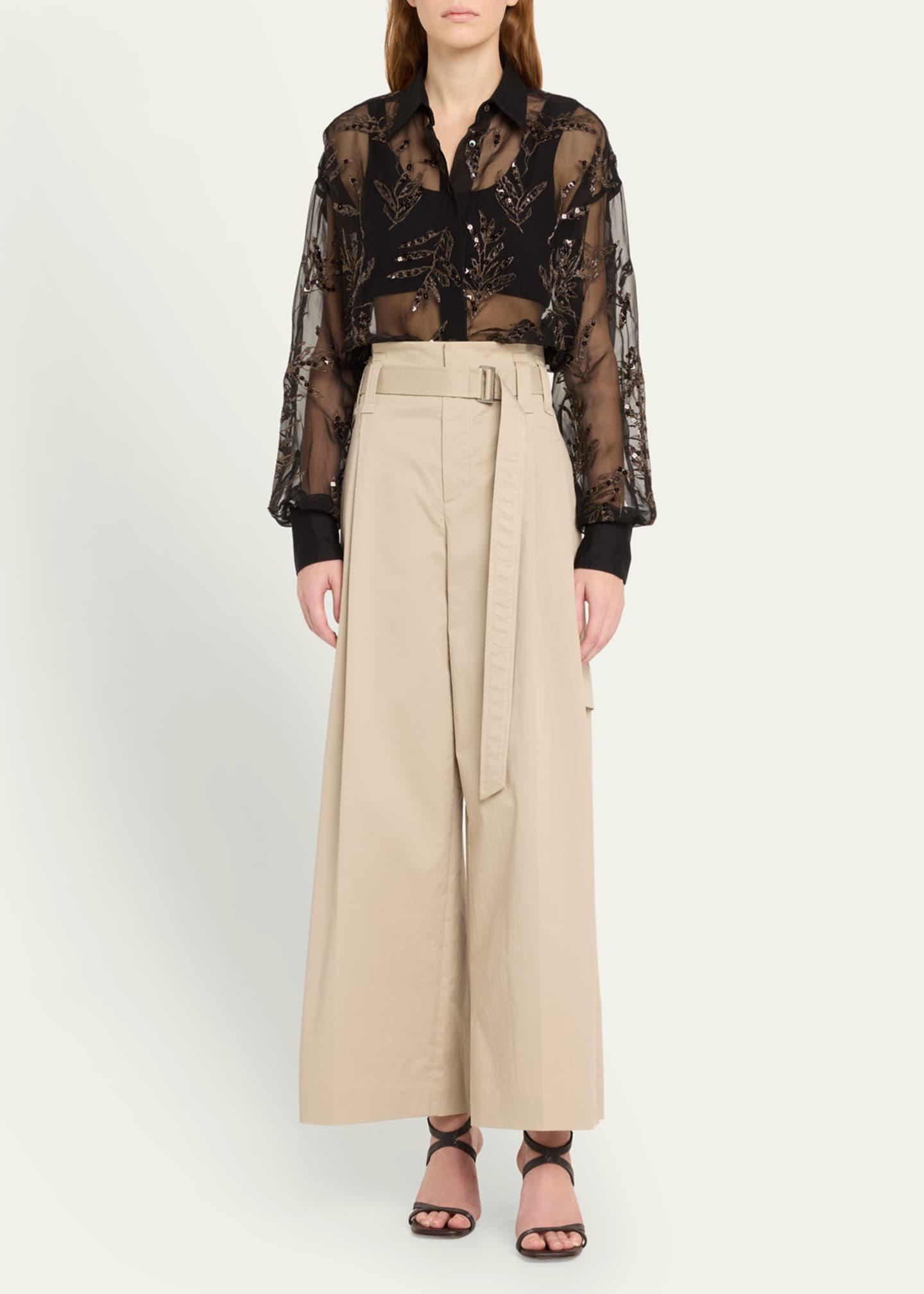 Brunello Cucinelli Herbarium Embroidered Crispy Silk Organza Shirt Image 2 of 5