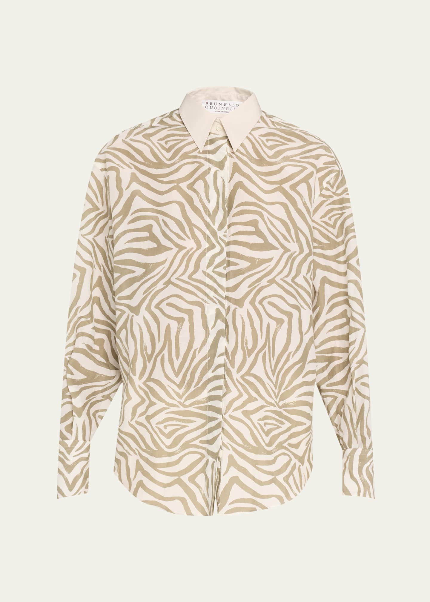 Brunello Cucinelli Abstract Animal Print Button Down Shirt Image 1 of 5