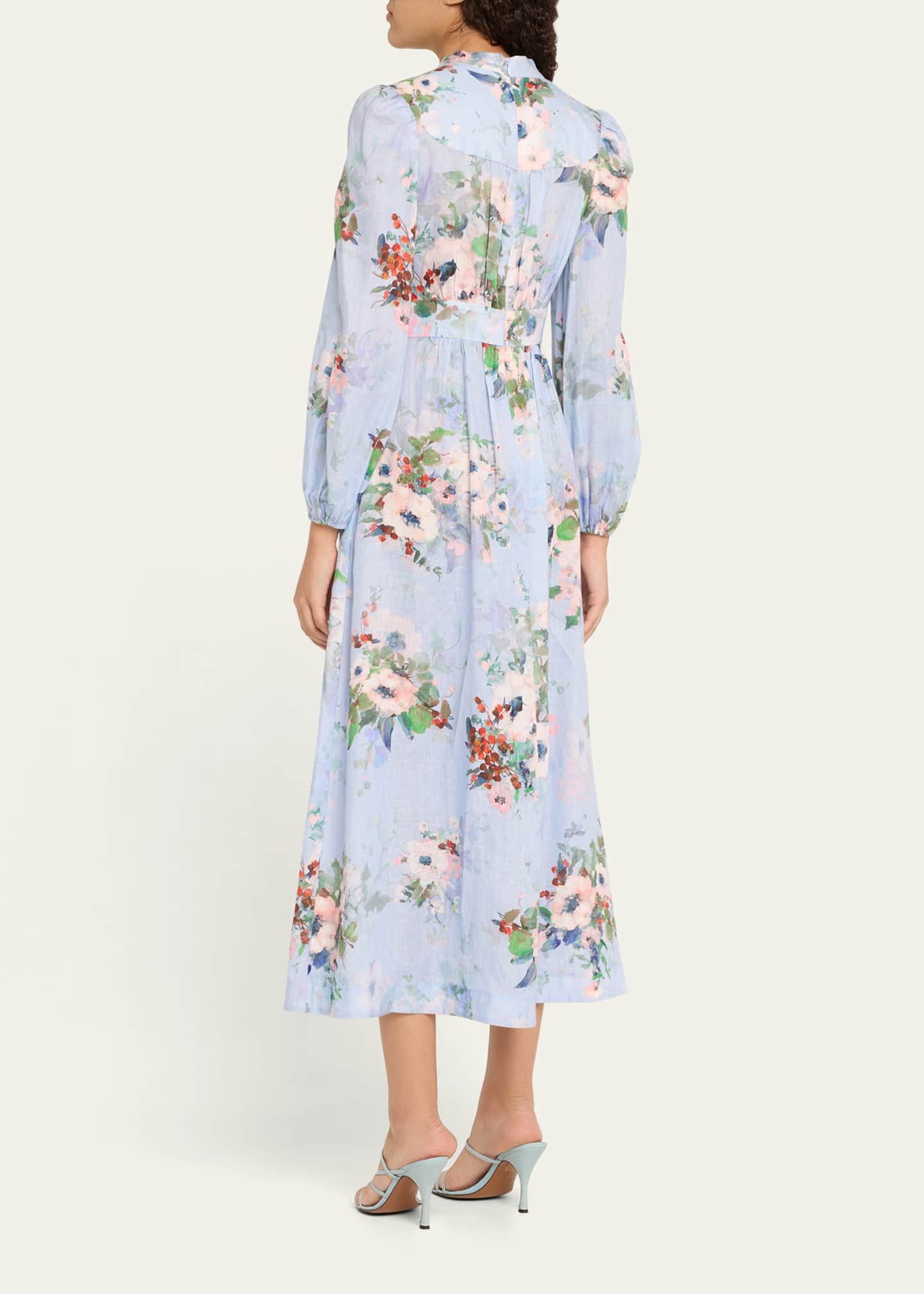 Zimmermann Everley Floral Midi Dress, Blue Image 3 of 5