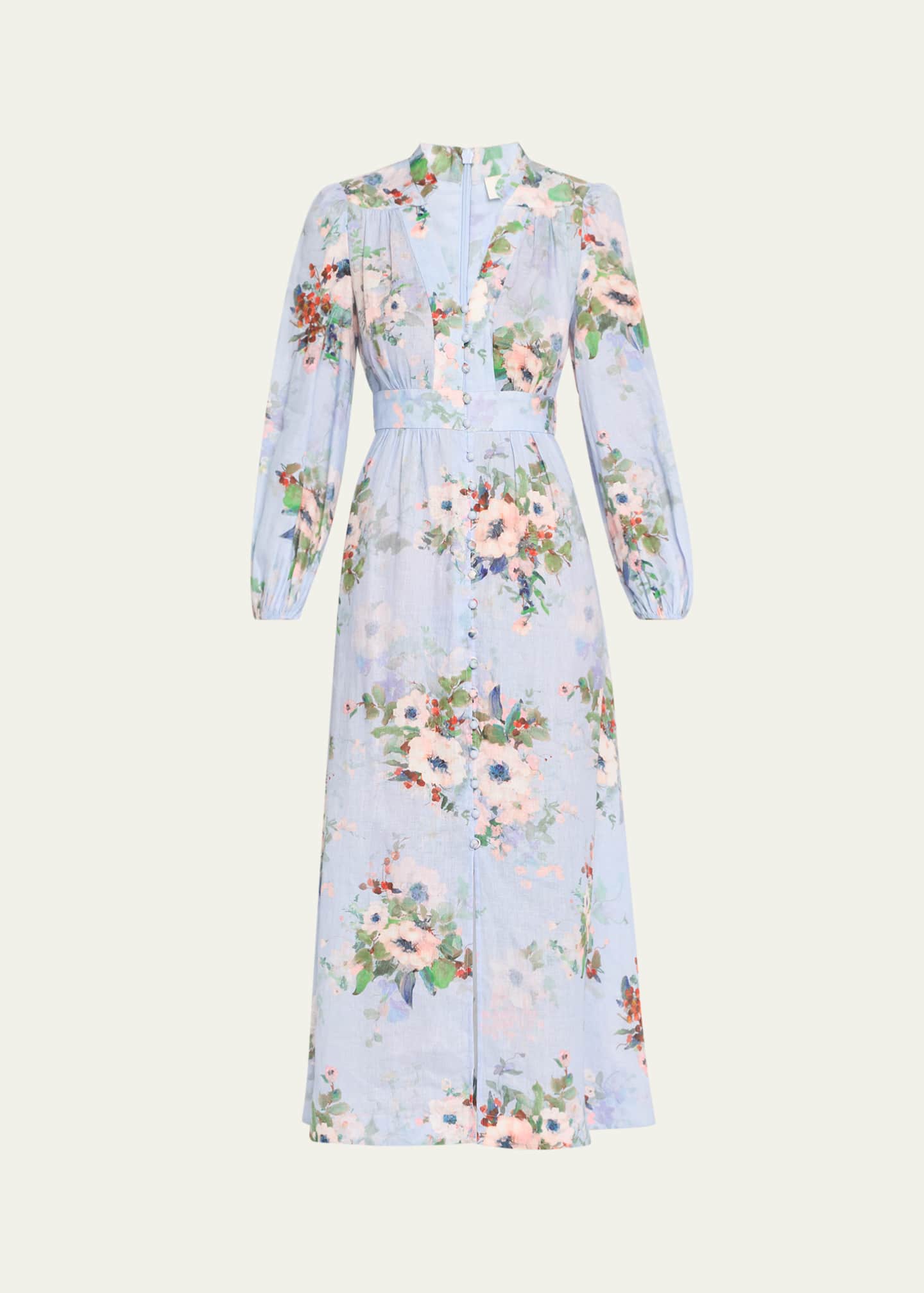 Zimmermann Everley Floral Midi Dress, Blue Image 1 of 5