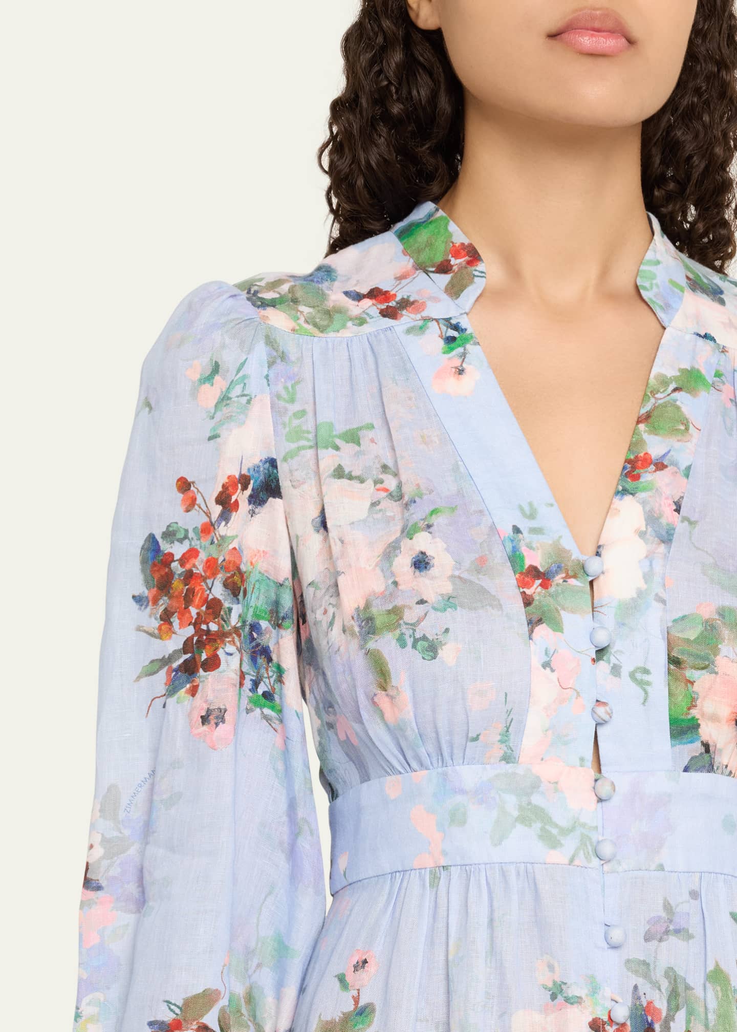 Zimmermann Everley Floral Midi Dress, Blue Image 5 of 5