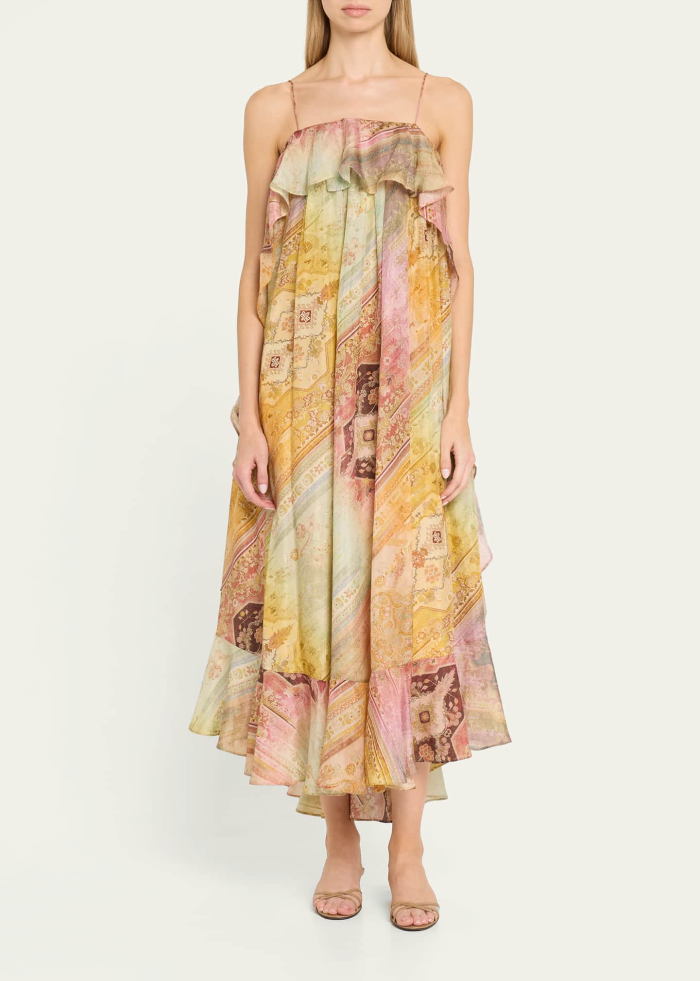 Zimmermann Tallow Printed Ruffle Maxi Dress Image 2 of 5