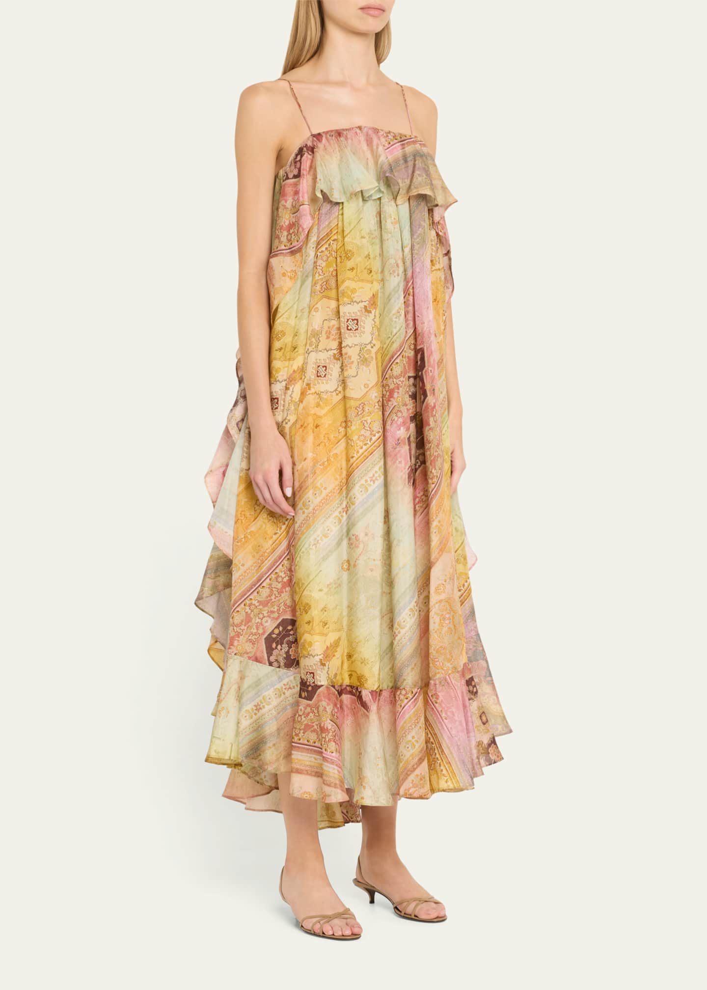 Zimmermann Tallow Printed Ruffle Maxi Dress Image 4 of 5