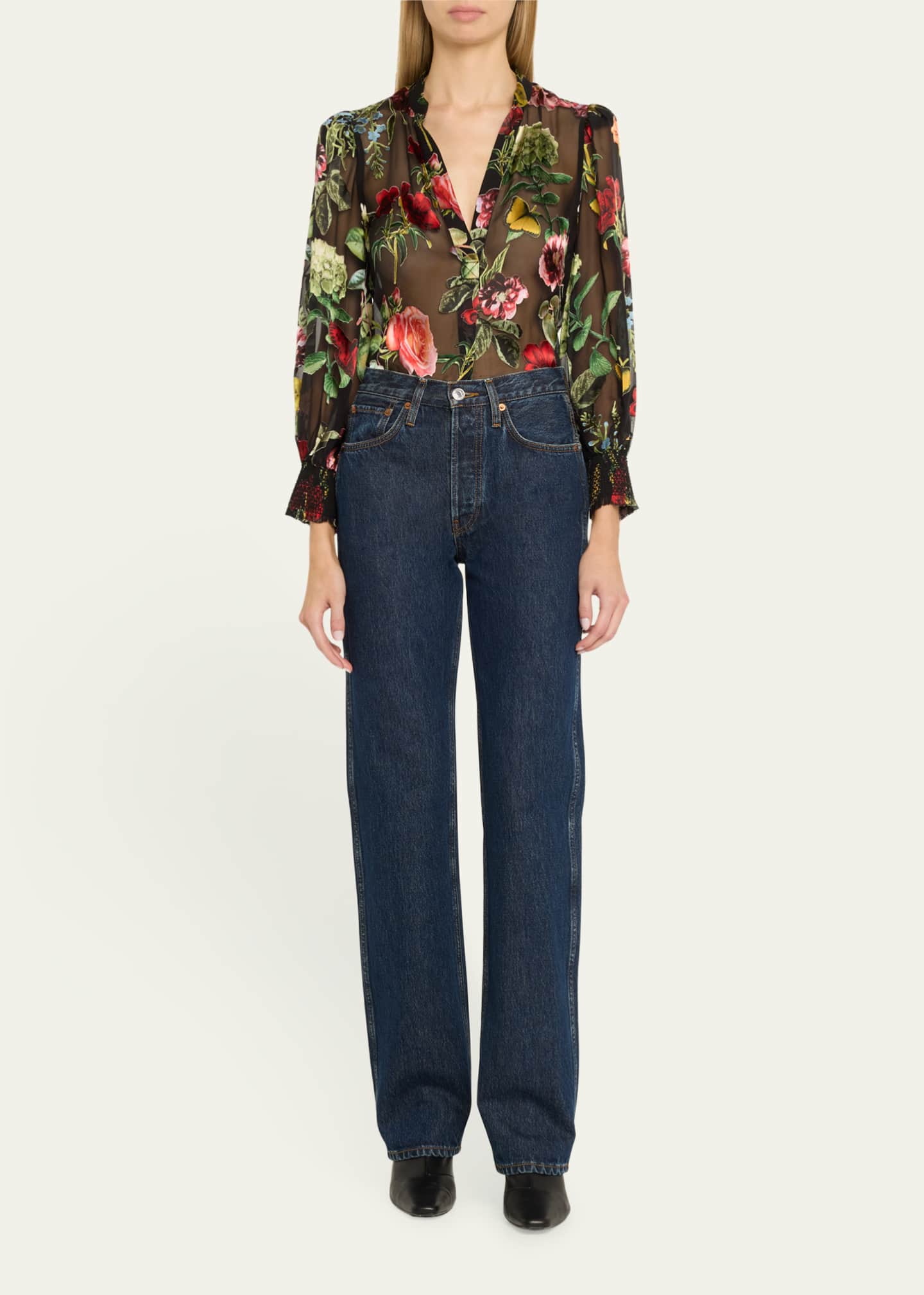 Alice + Olivia Sheila Floral Semi-Sheer Blouse Image 2 of 5