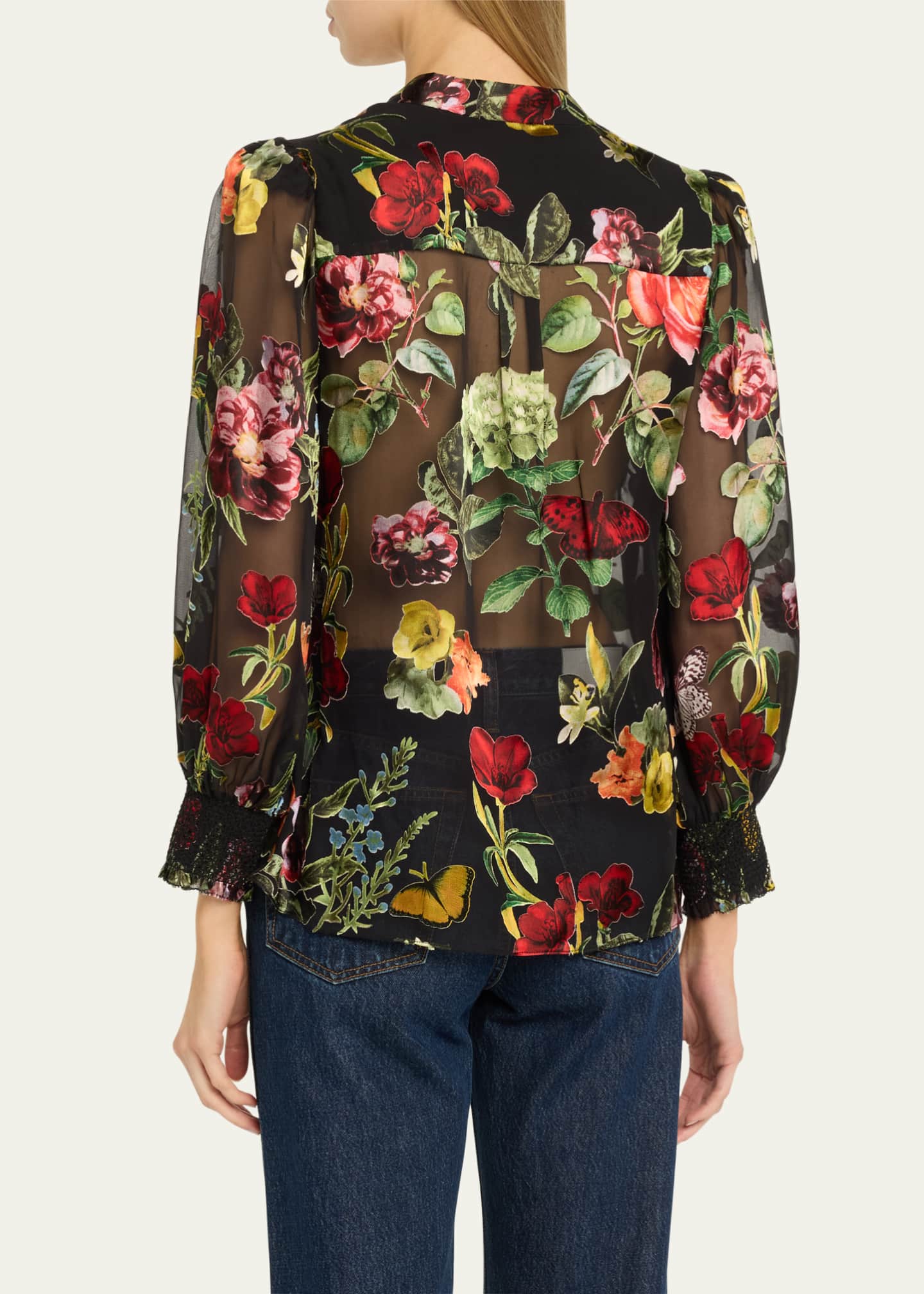 Alice + Olivia Sheila Floral Semi-Sheer Blouse Image 3 of 5