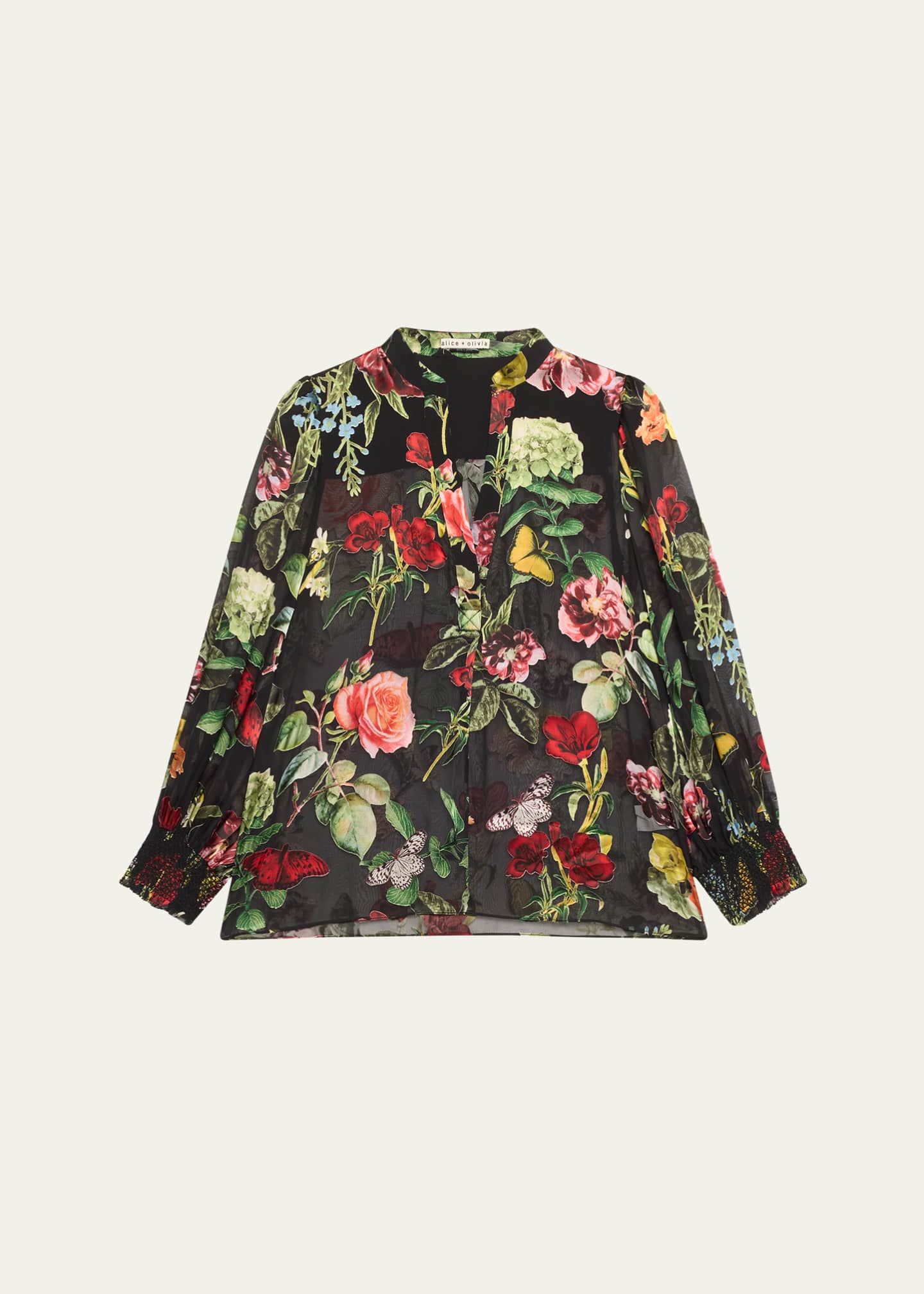 Alice + Olivia Sheila Floral Semi-Sheer Blouse Image 1 of 5